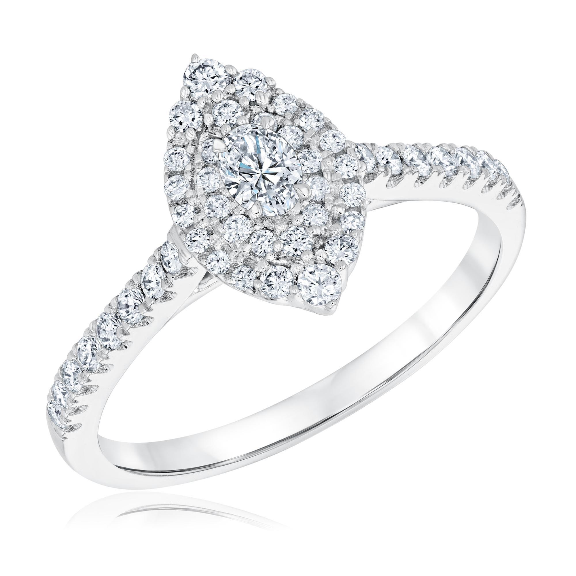 1/2ctw Marquise-Shaped Diamond Composite White Gold Ring | Vintage Collection