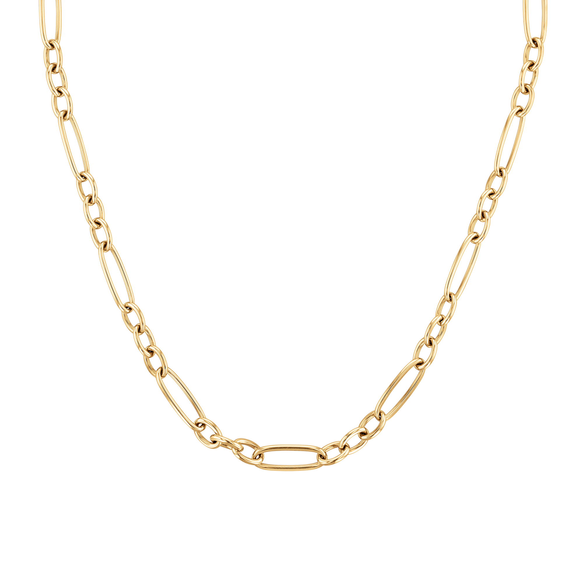 Roberto Coin Alternating Yellow Gold Oval Link Short Chain Neckla