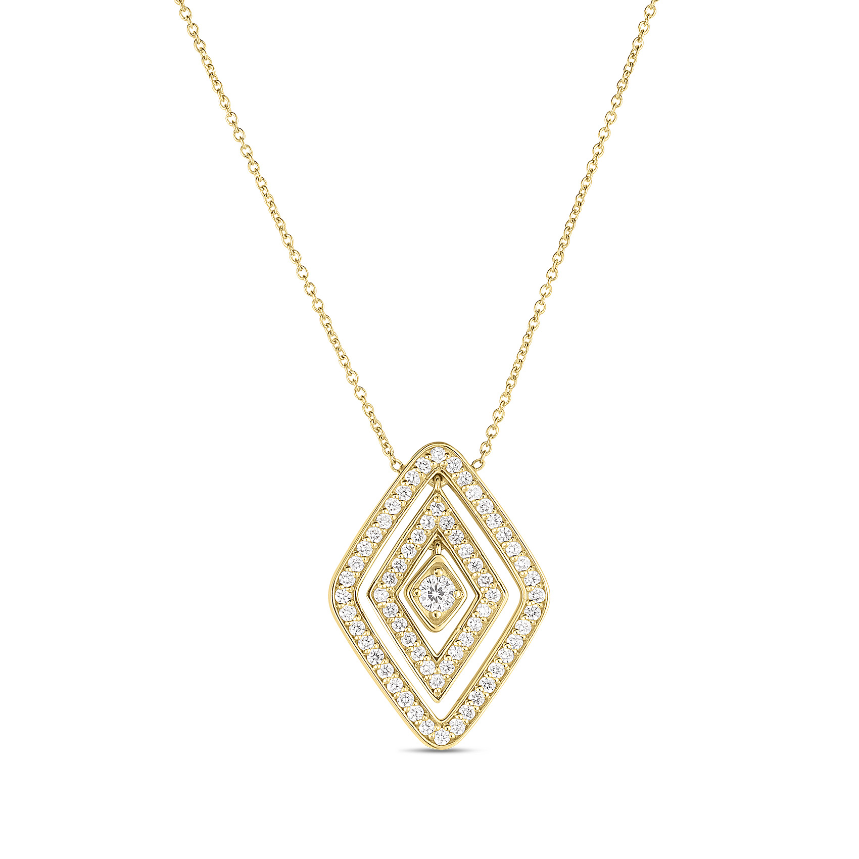 Roberto Coin 3/4ctw Diamond Diamante Large Yellow Gold Pendant Necklace