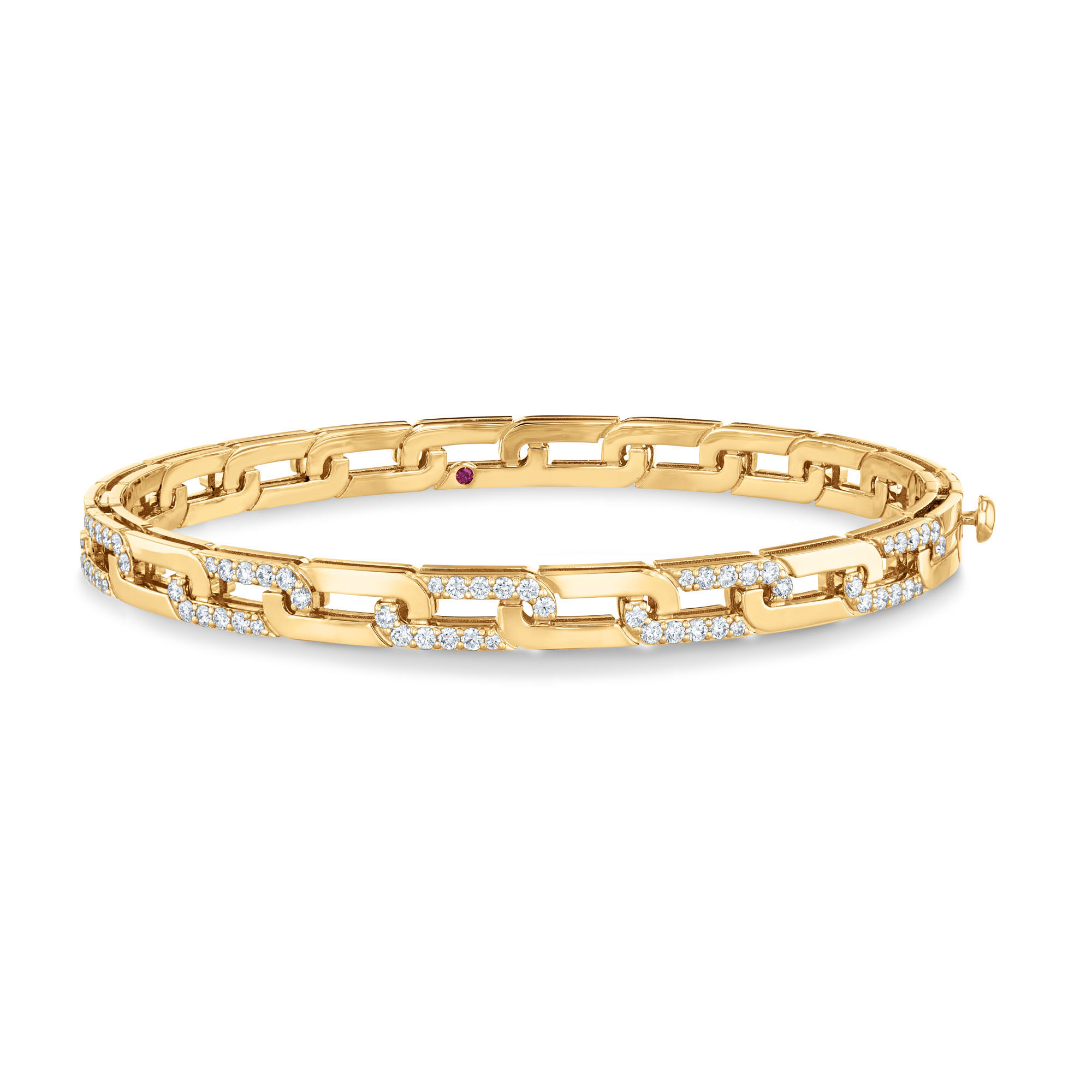 Roberto Coin Navarra Slim 3/4ctw Diamond Yellow Gold Bangle Brace