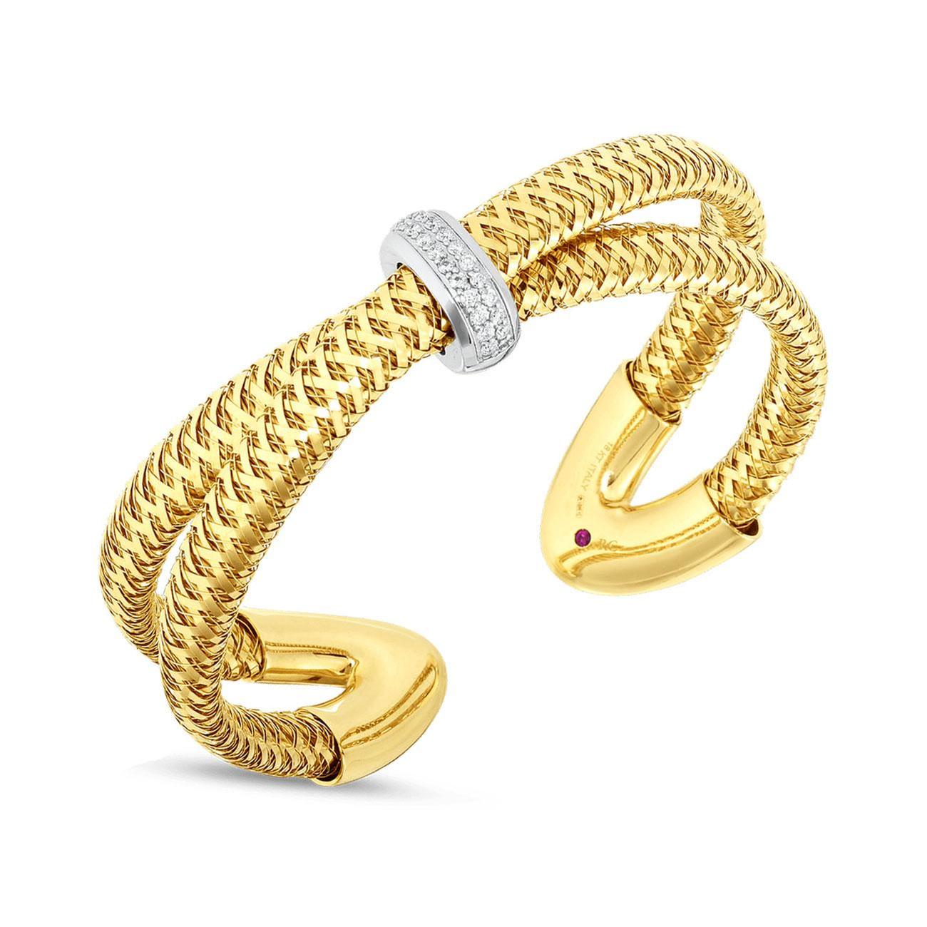 Roberto Coin Primavera Crisscross Diamond Cuff Bracelet 1/5ctw -  5574048AJBAX