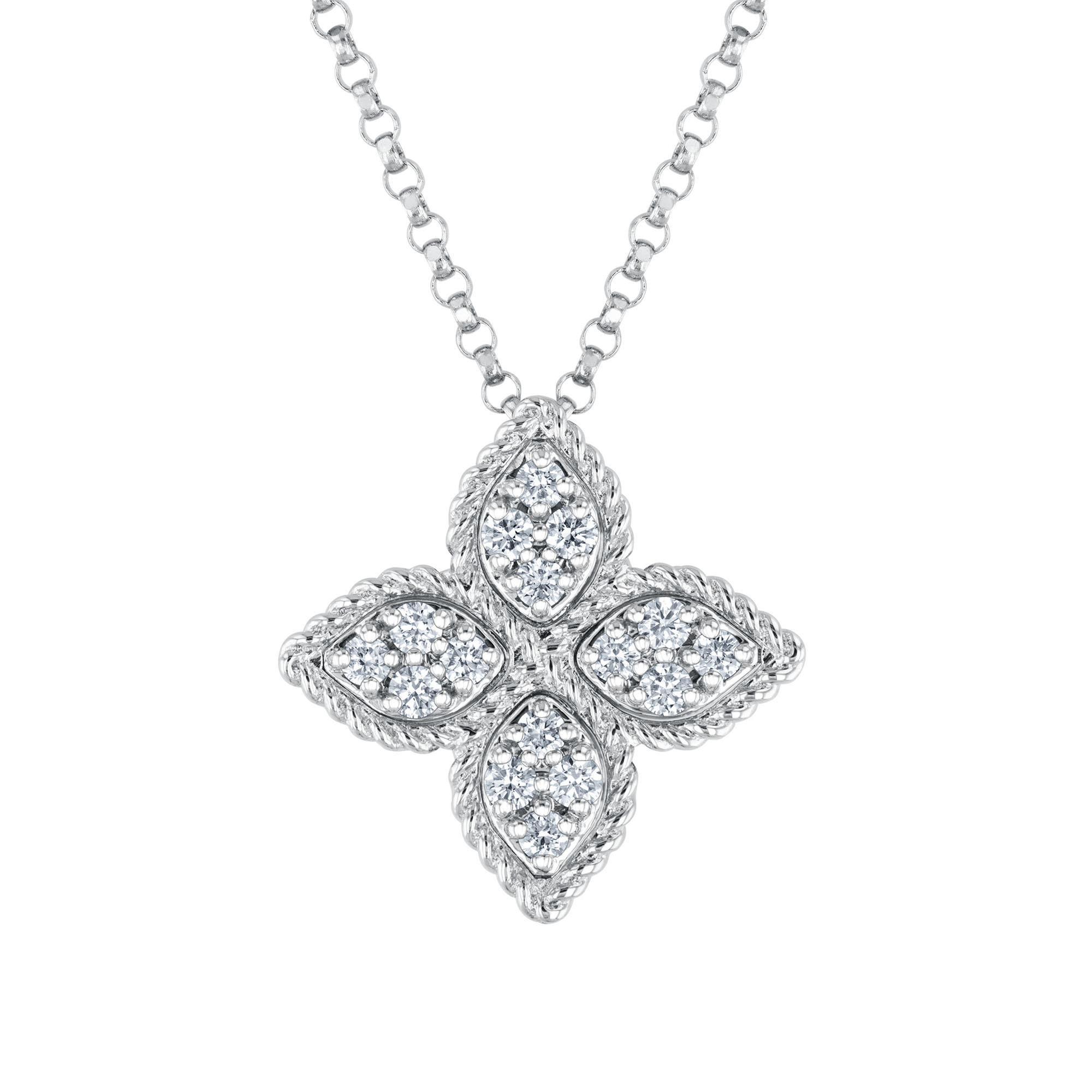 Roberto Coin Princess Flower Diamond Pendant Necklace 1/6ctw