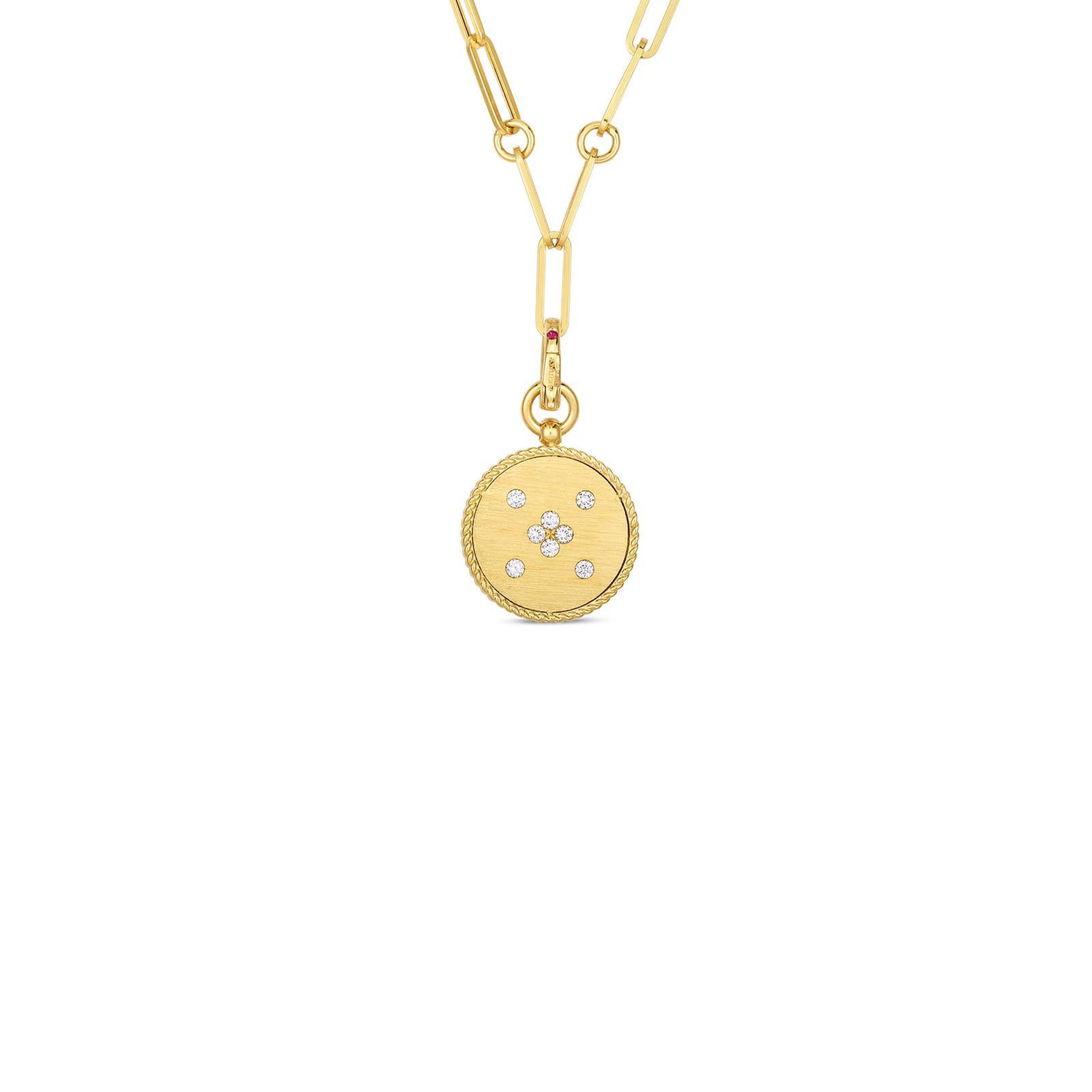 Roberto Coin Small Venetian Princess Yellow Gold Diamond Medallio