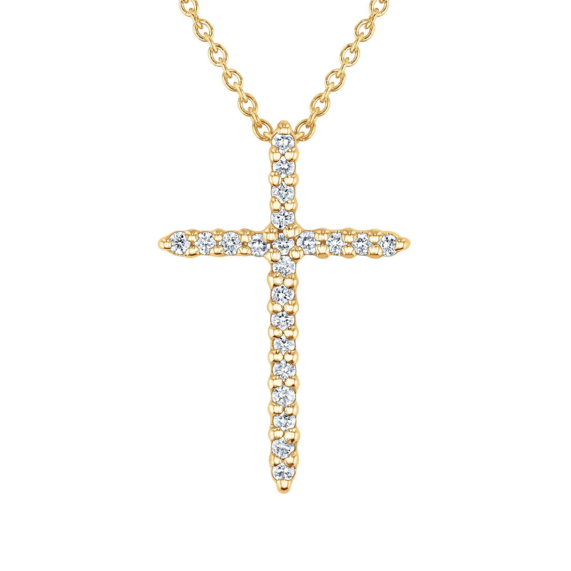 Roberto Coin Tiny Treasures Cross Pendant Necklace 1/10ctw