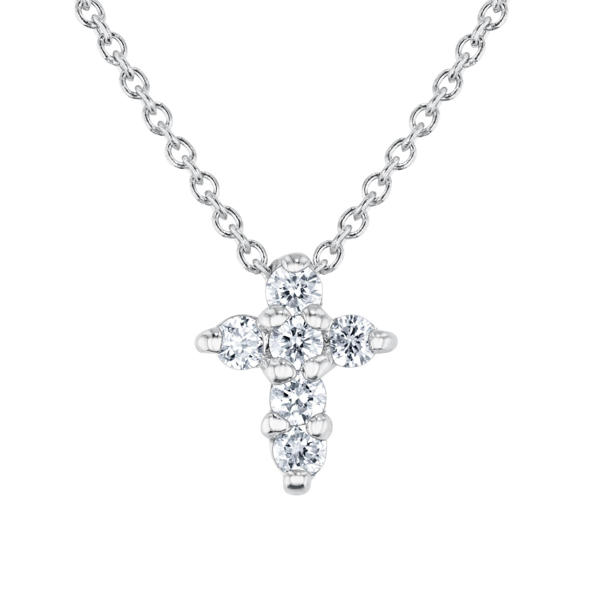 Roberto Coin Tiny Treasures Diamond Baby Cross Pendant Necklace 1/10ctw