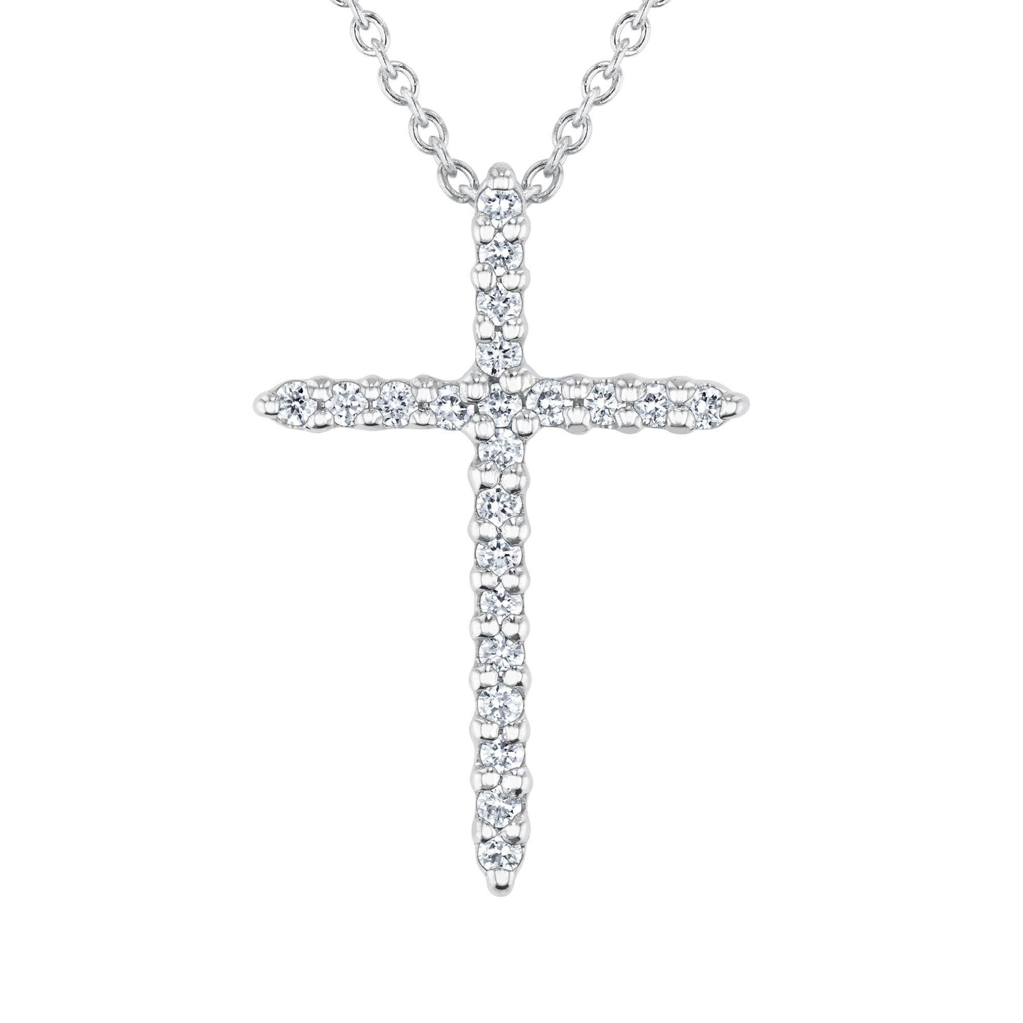 Roberto Coin Tiny Treasures Diamond Cross Pendant Necklace 1/10ct