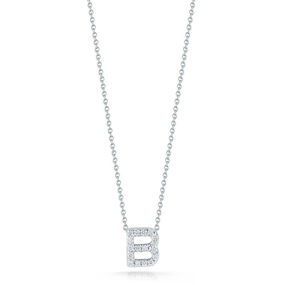 Roberto Coin Tiny Treasures Diamond Love Letter B Necklace 1/15ctw