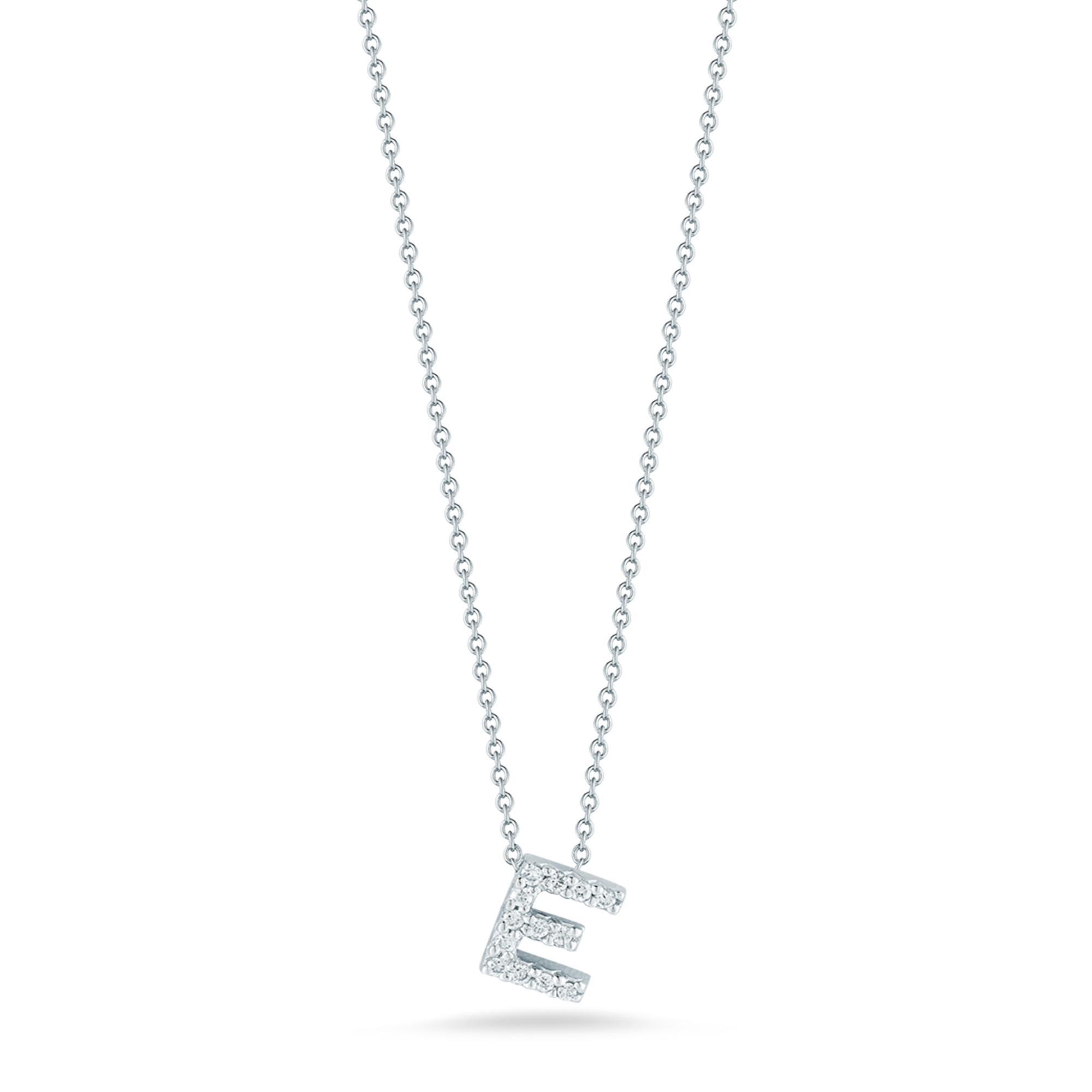 Roberto Coin Tiny Treasures Diamond Love Letter E Necklace 1/20ctw
