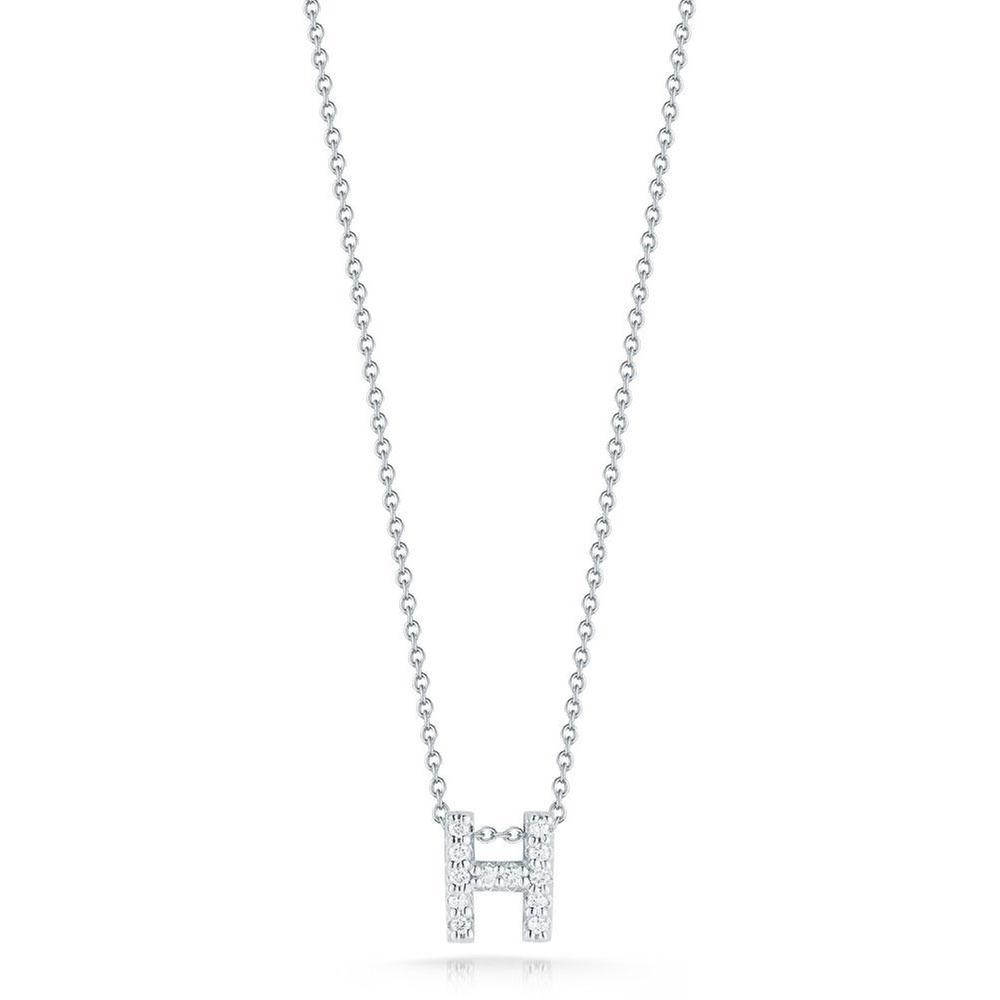 Roberto Coin Tiny Treasures Diamond Love Letter H Necklace 1/15ct