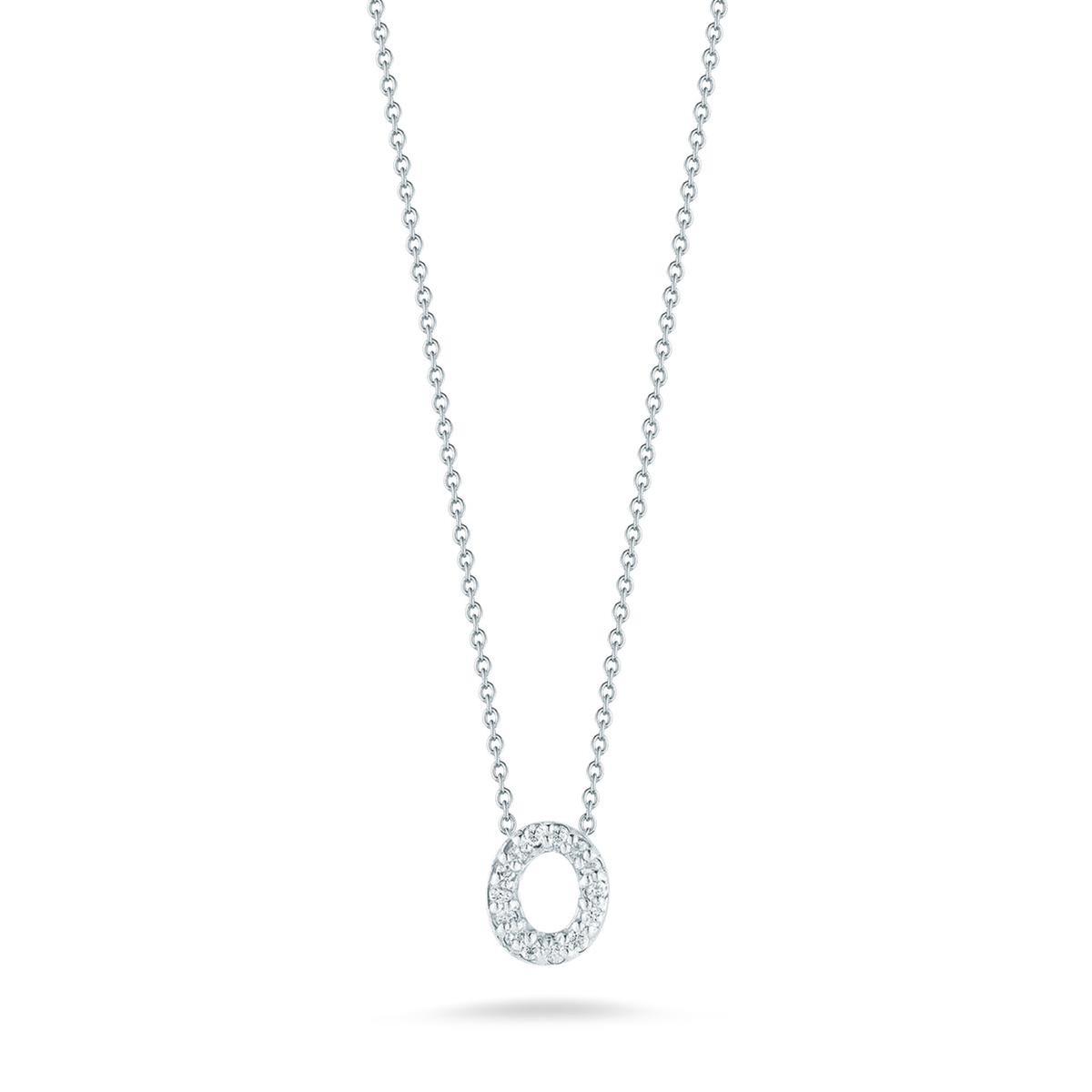 Roberto Coin Tiny Treasures Diamond Love Letter O Pendant Necklac