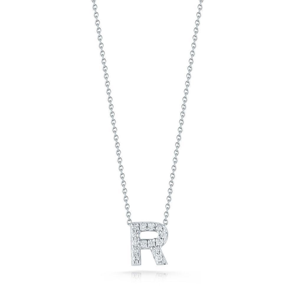 Roberto Coin Tiny Treasures Diamond Love Letter R Necklace 1/15ct
