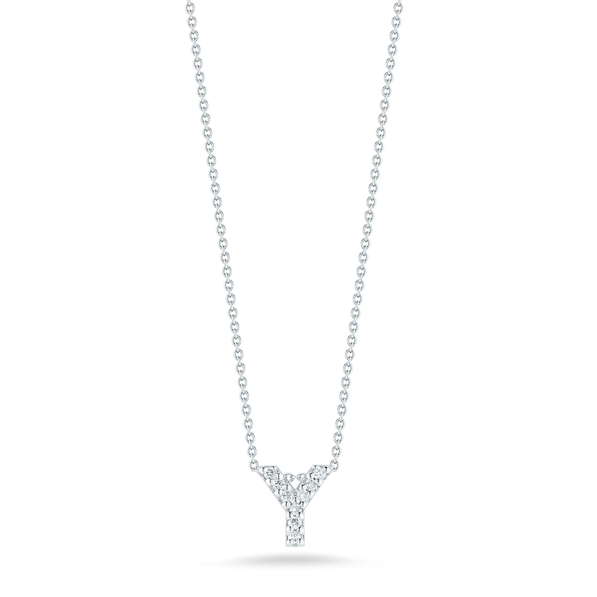 Roberto Coin Tiny Treasures Diamond Love Letter Y Necklace 1/20ct