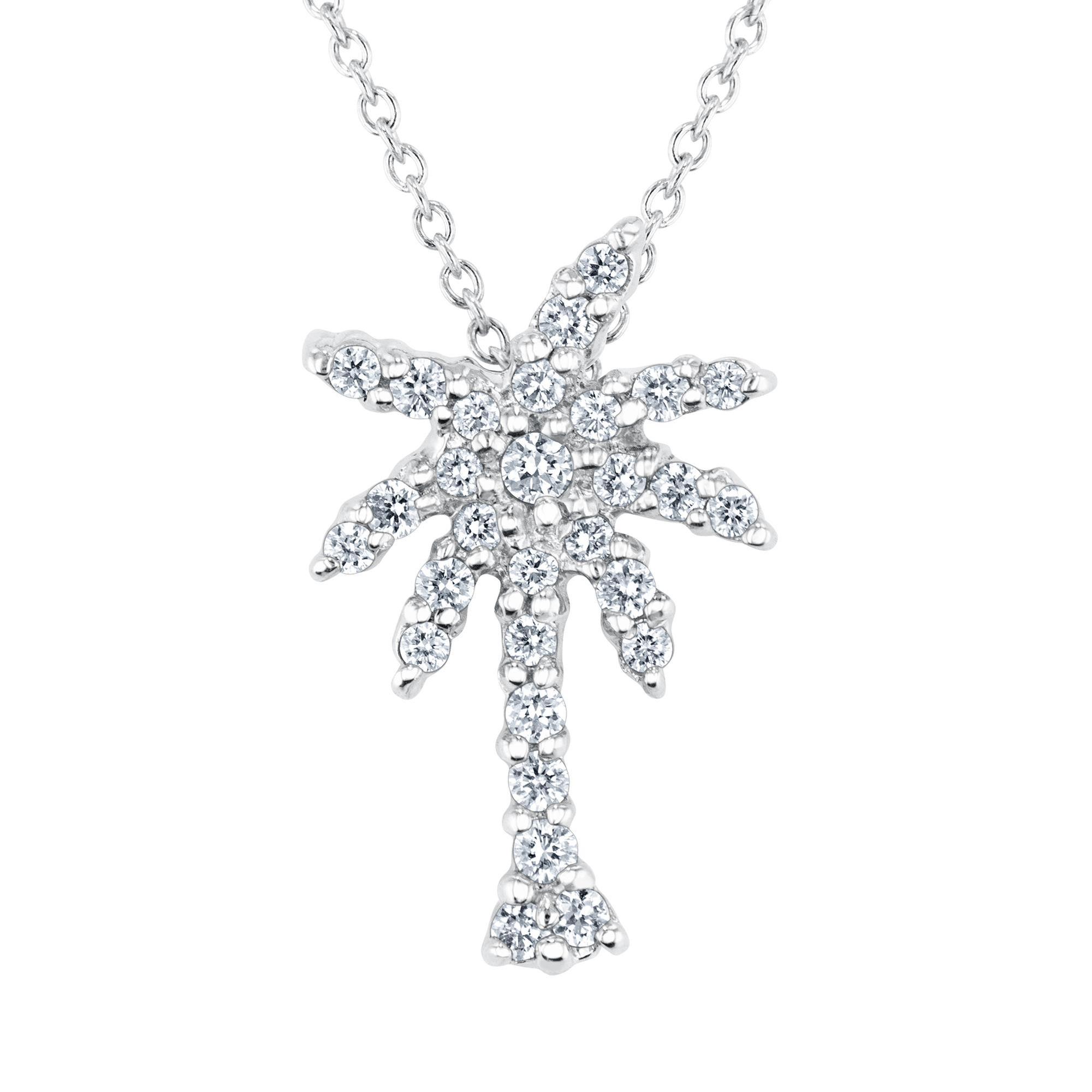Roberto Coin Tiny Treasures Small Palm Tree Diamond Pendant Neckl