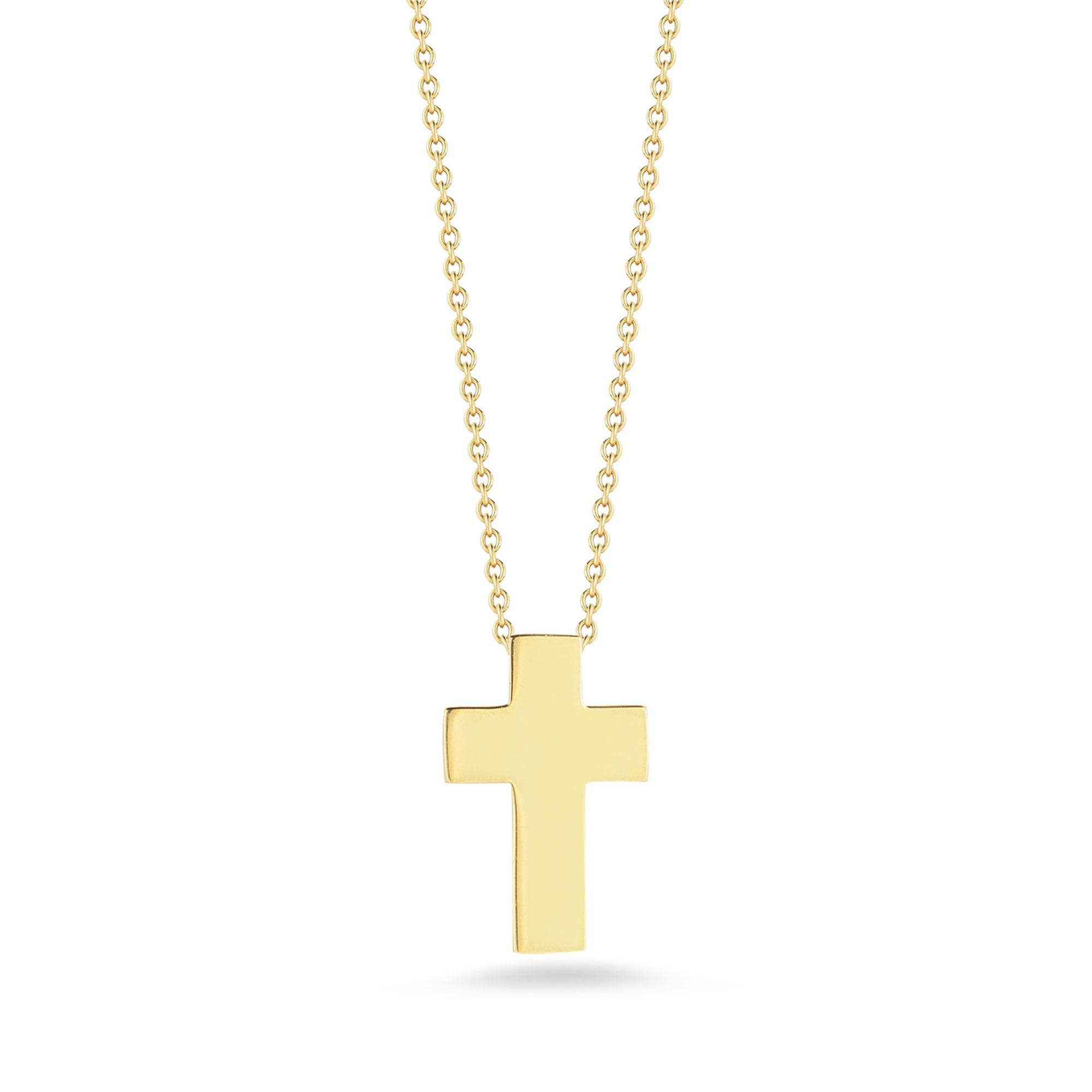 Roberto Coin Yellow Gold Tiny Treasures Cross Pendant Necklace