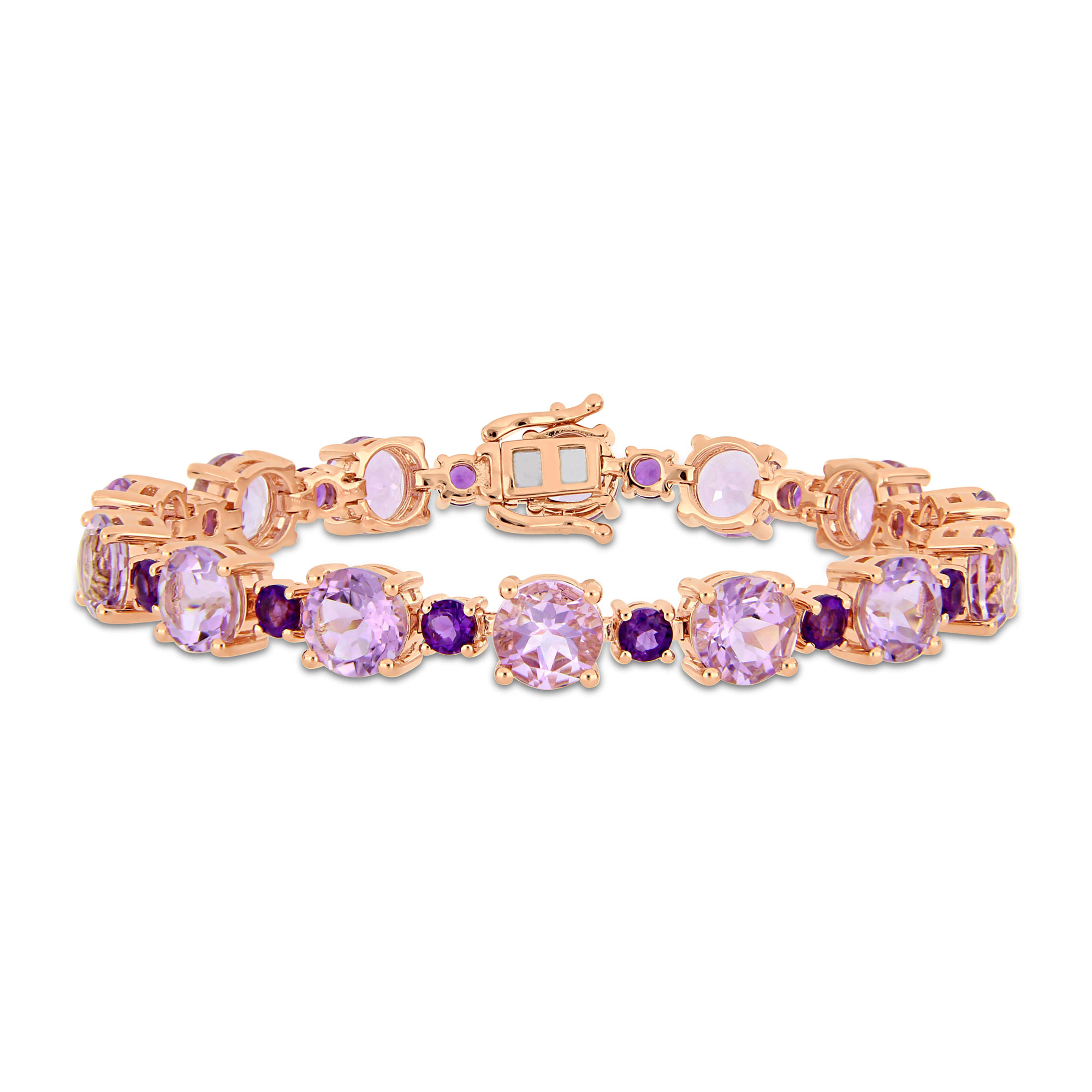 Rose de France and Amethyst Rose Gold-Plated Sterling Silver Brac