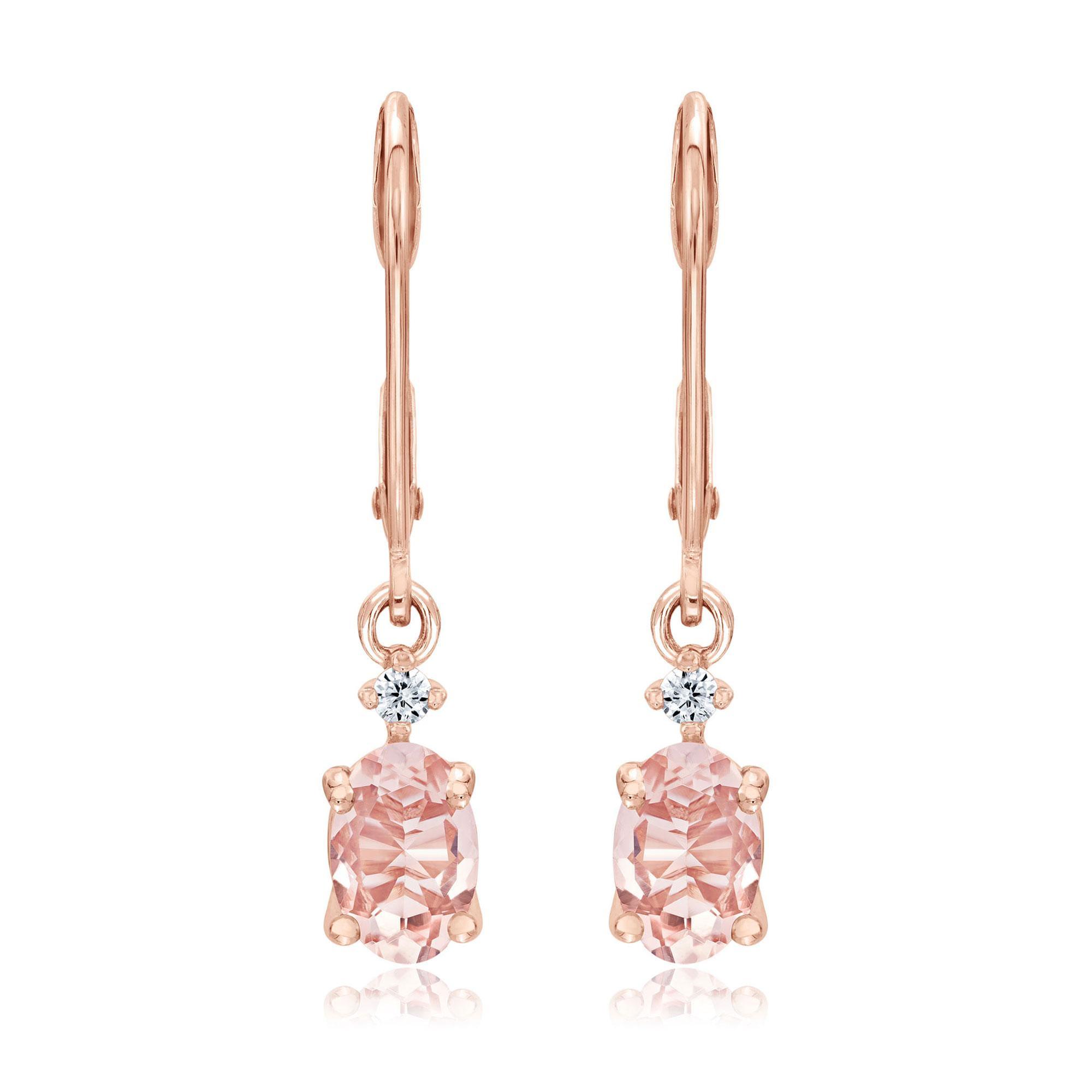 Rose Gold Morganite and Diamond Earrings