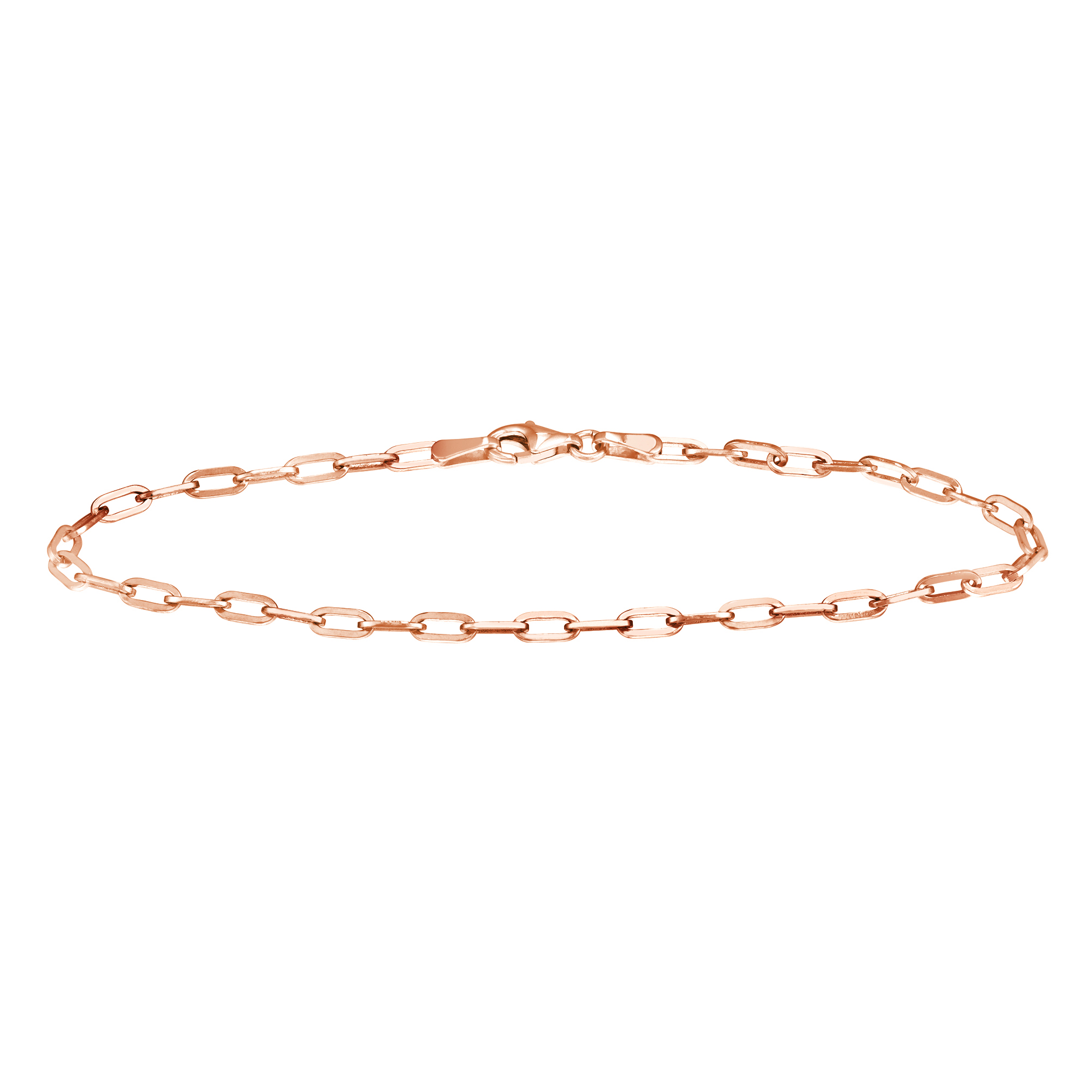 Rose Gold Solid Petite Paperclip Chain Bracelet | 2.5mm | 7.25 In