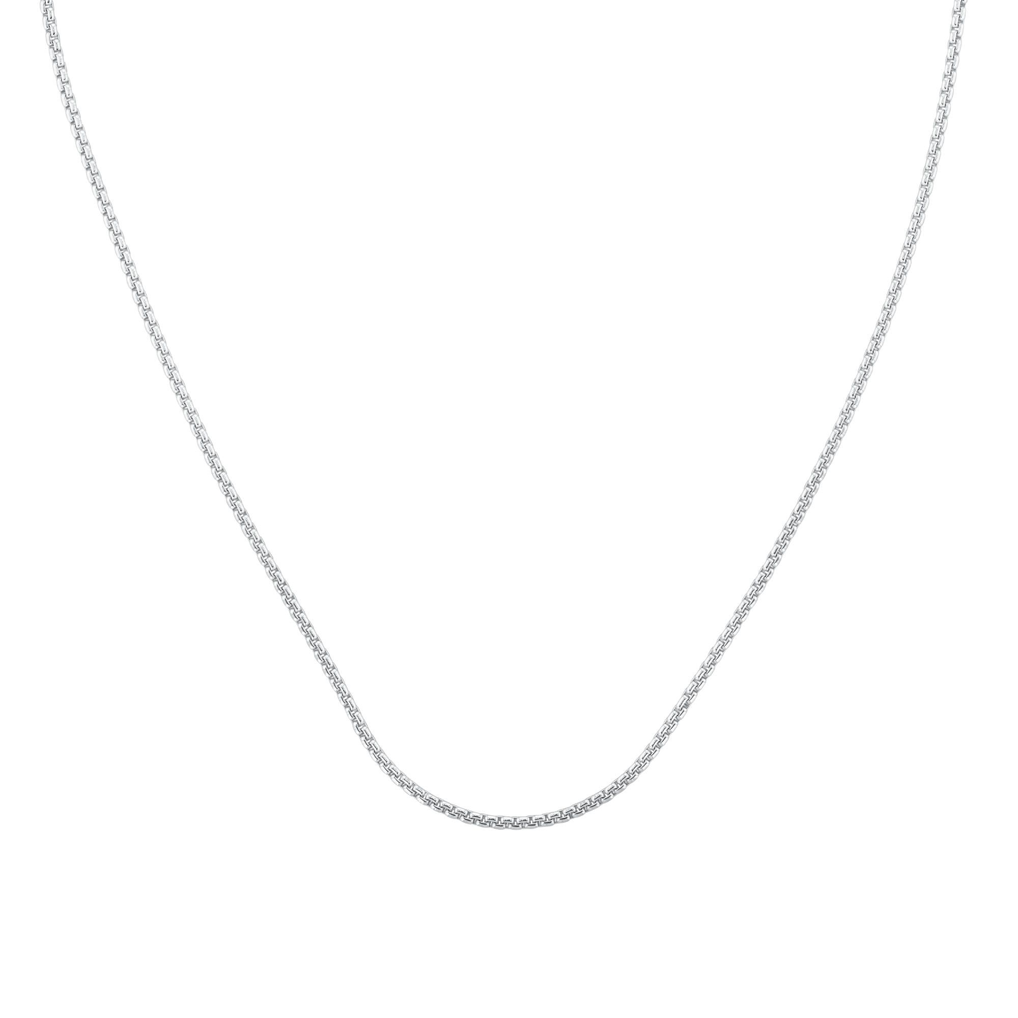 REEDS Round Box Sterling Silver Chain Necklace 2.2mm  Necklace Length: 24 Inches