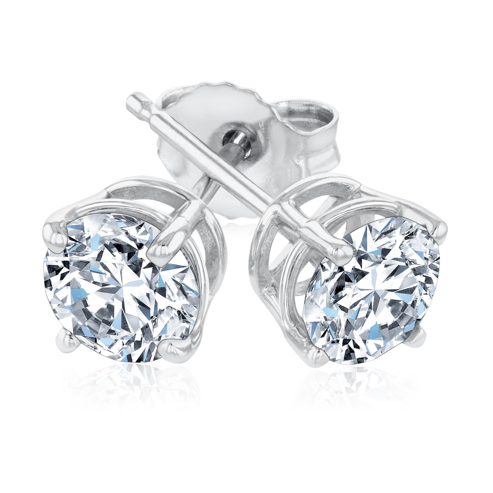 1 1/5ctw Round Diamond Solitaire White Gold Stud Earrings | Class