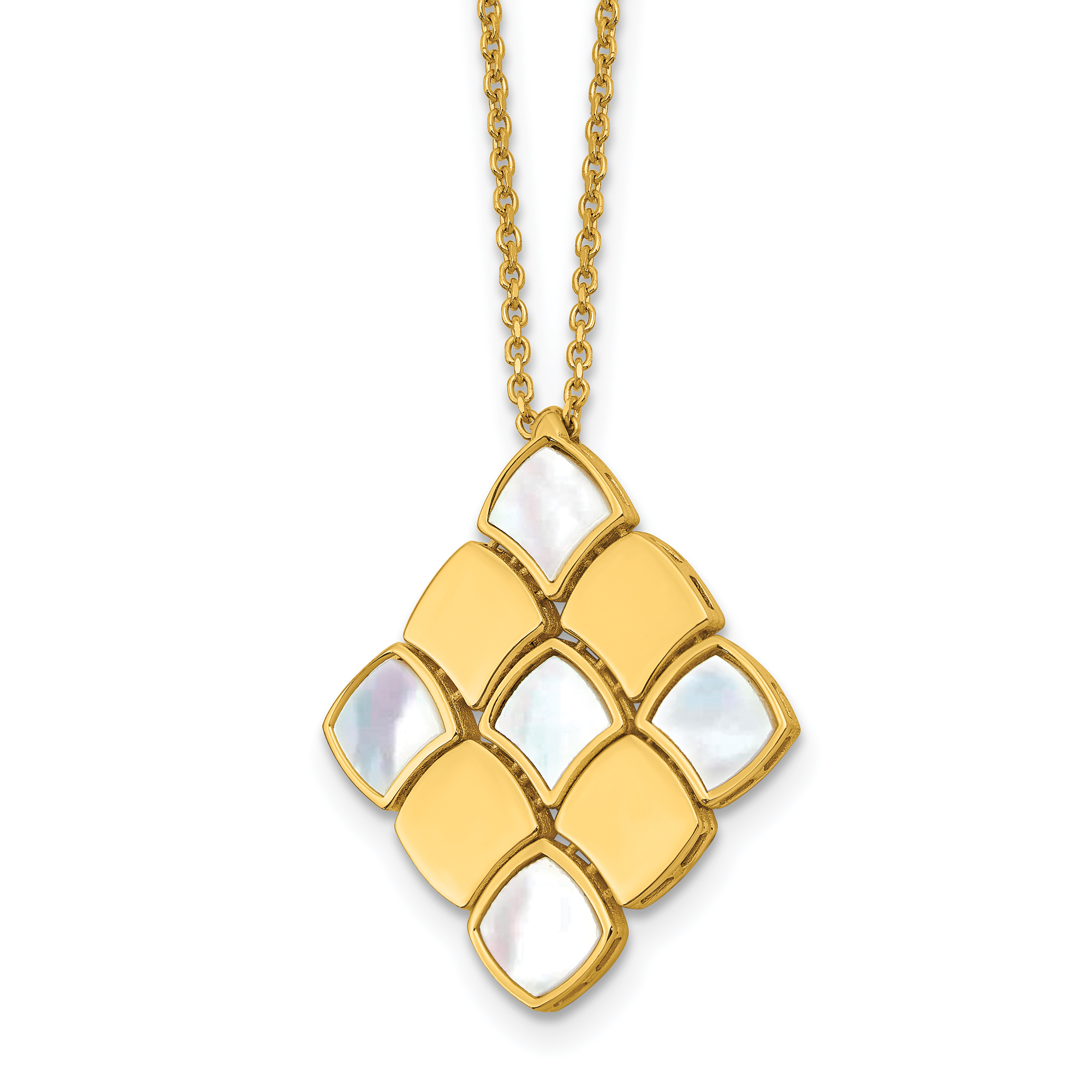 REEDS Scalloped MotherOfPearl And Yellow Gold Pendant Necklace