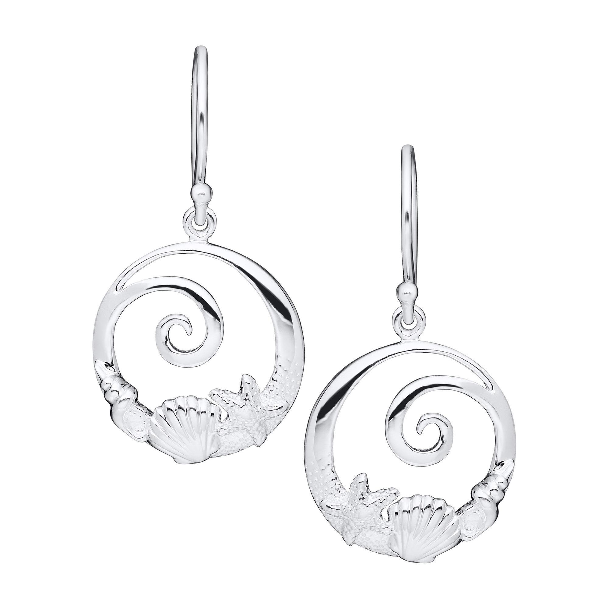 Sea Life Sterling Silver Drop Earrings