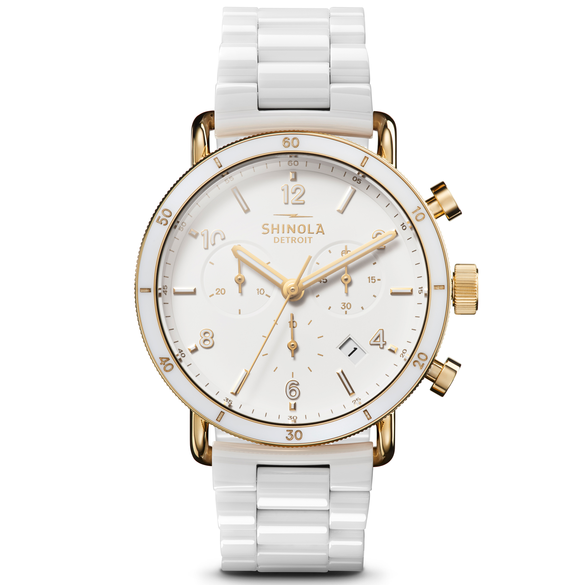 Shinola The Canfield Sport White Ceramic Bracelet Watch 40mm S0120183152 1036$