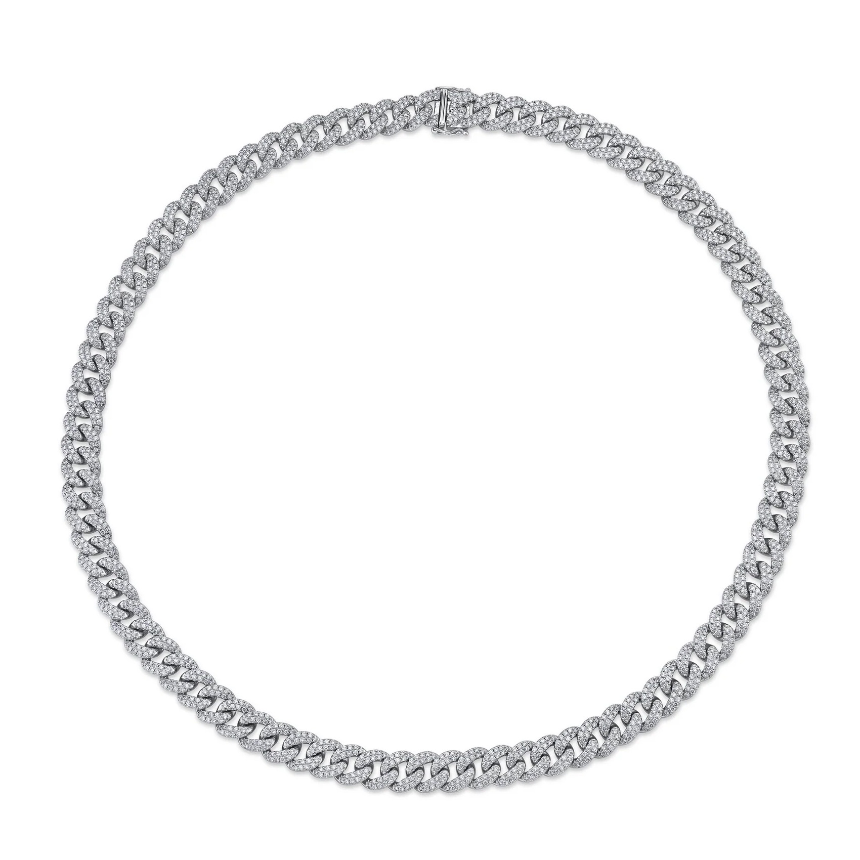 Shy Creation  11 1/2ctw Diamond Pave White Gold Link Necklace