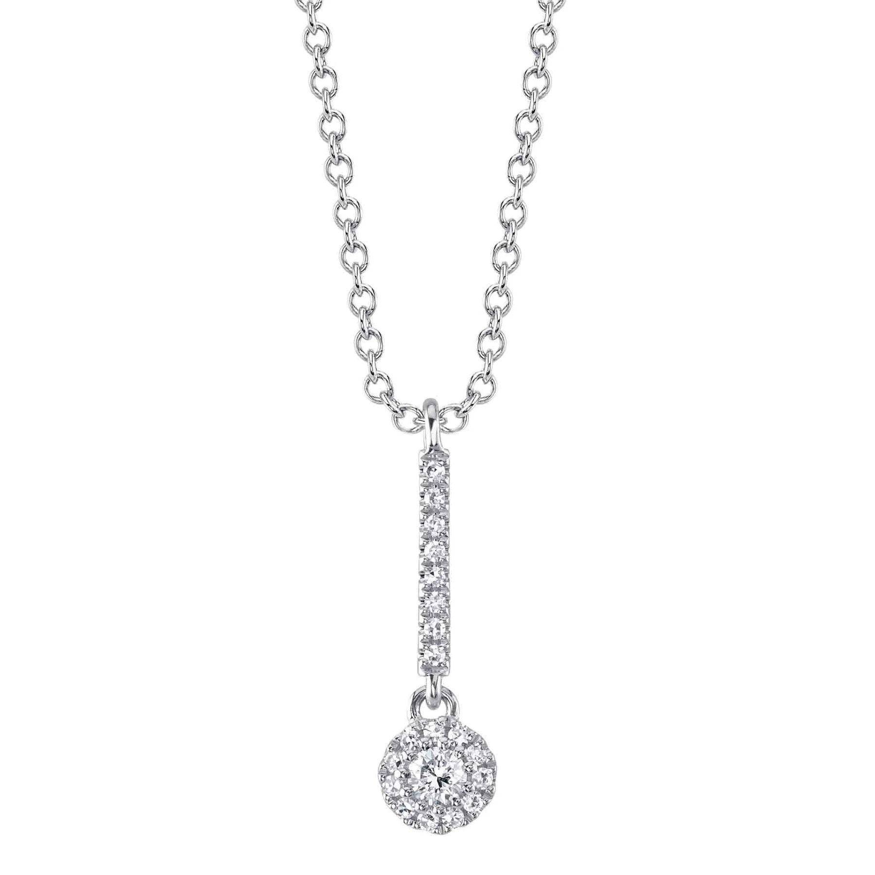 Shy Creation  1/10ctw Diamond Halo White Gold Pendant Necklace