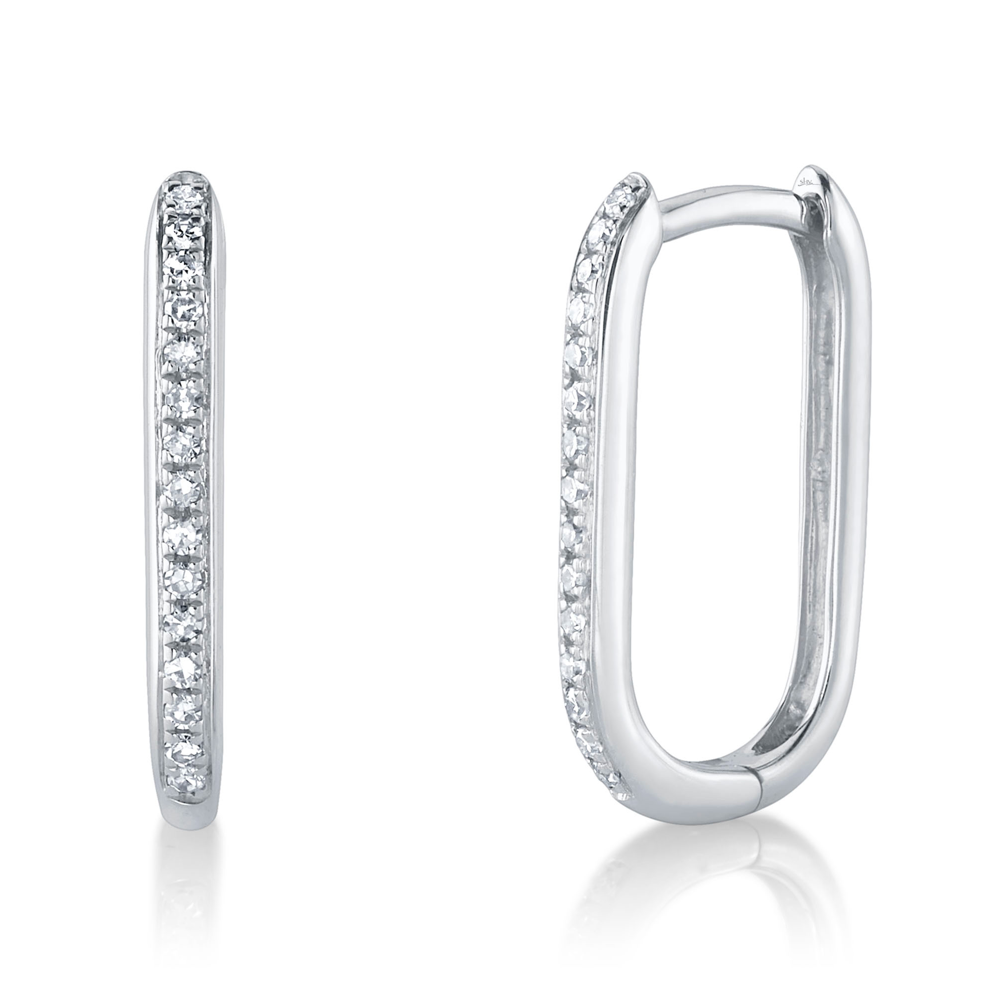 Shy Creation  1/15ctw Diamond White Gold Oval Hoop Earrings