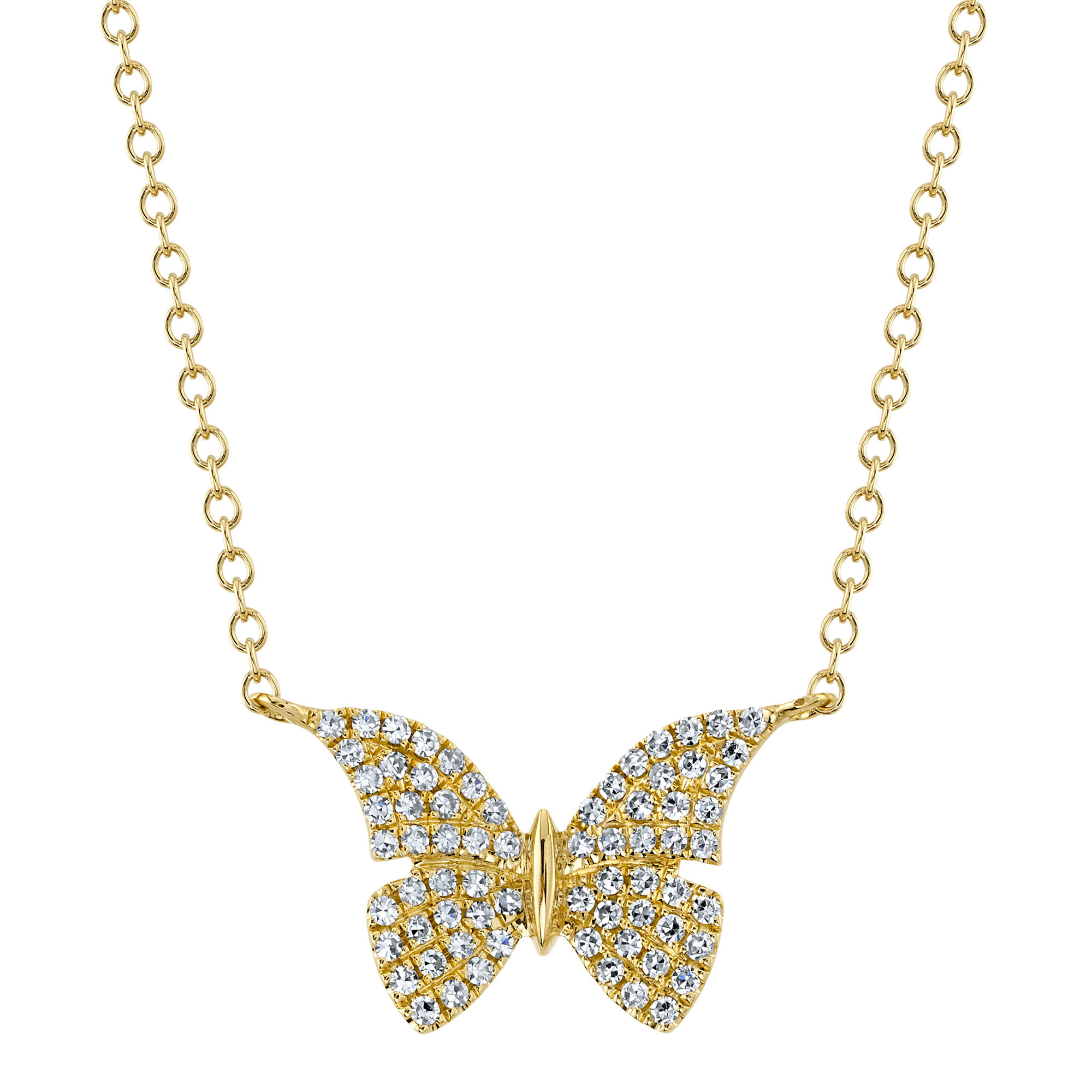 Mother-of-Pearl and Diamond Butterfly Necklace in 14k Yellow Gold by Shy  Creation - Jewelry By Designs