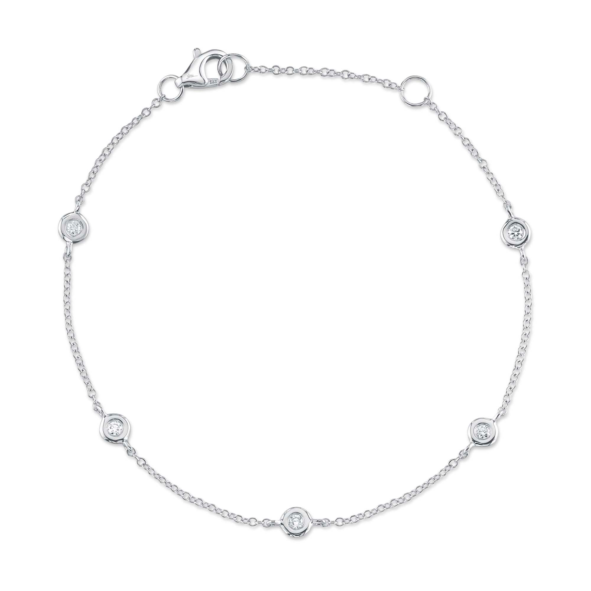 Shy Creation 1/8ctw Round Diamonds by the Yard White Gold Bracelet