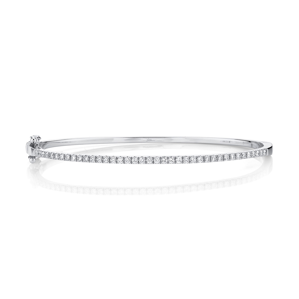 Shy Creation  5/8ctw Diamond White Gold Bangle Bracelet