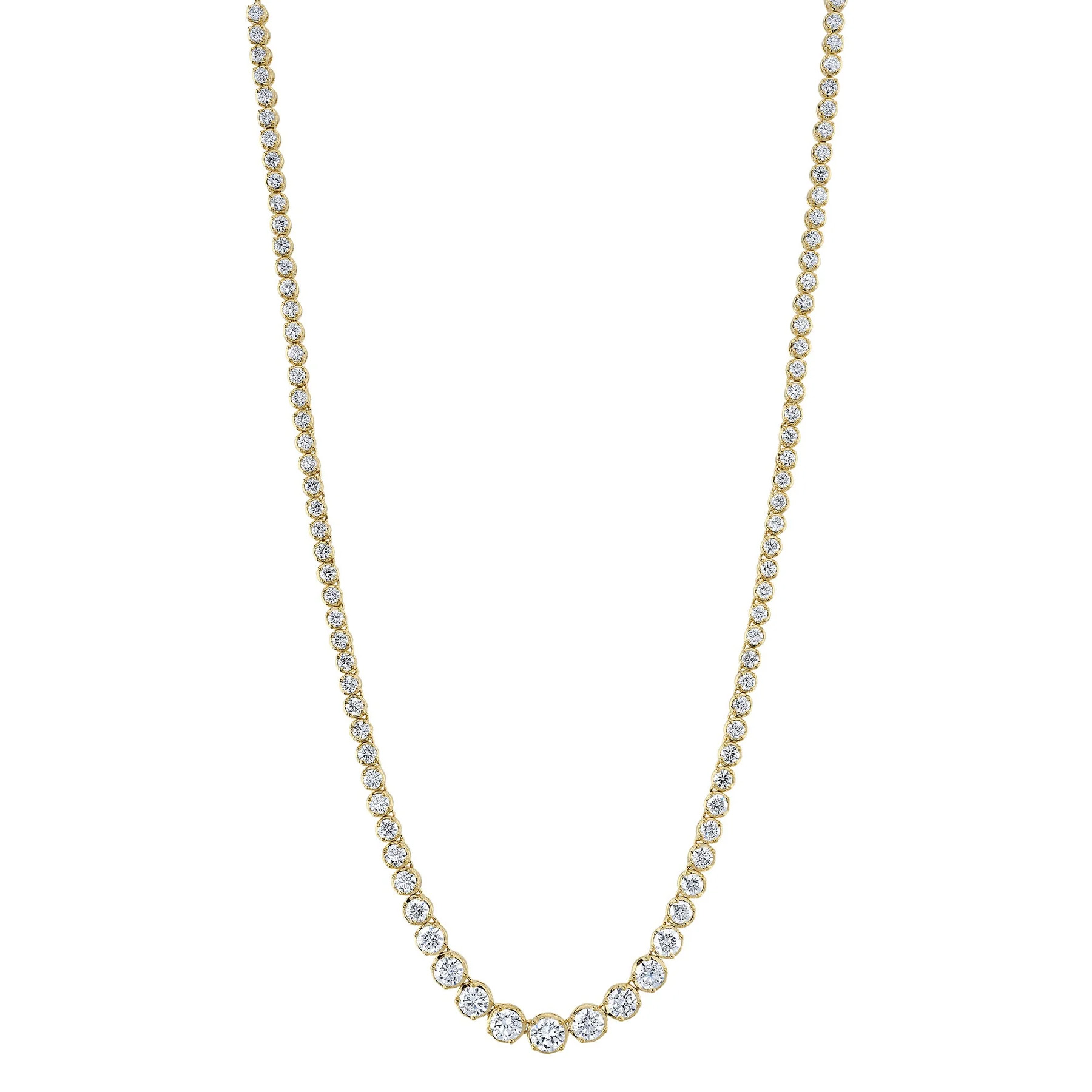 Shy Creation 6 34ctw Diamond Yellow Gold Tennis Necklace 19600$