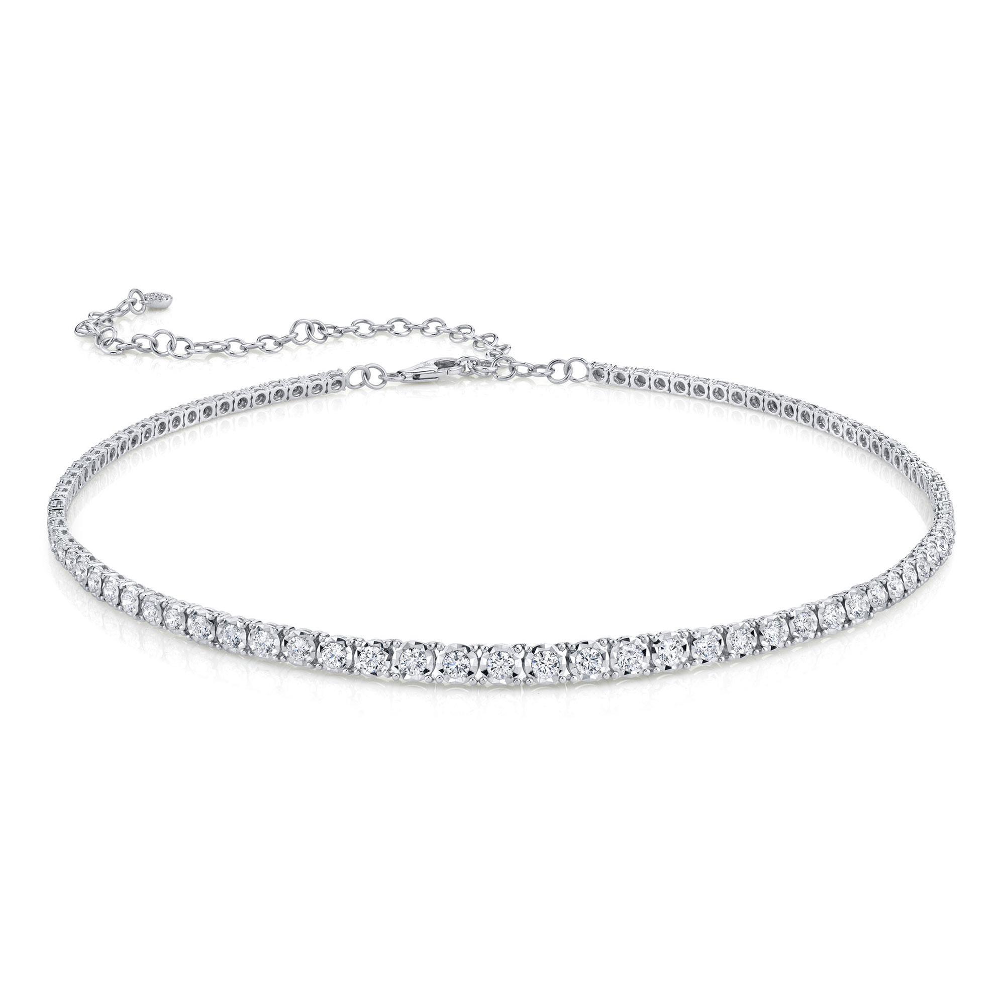 Shy Creation Diamond Tennis Necklace 4 3/8ctw