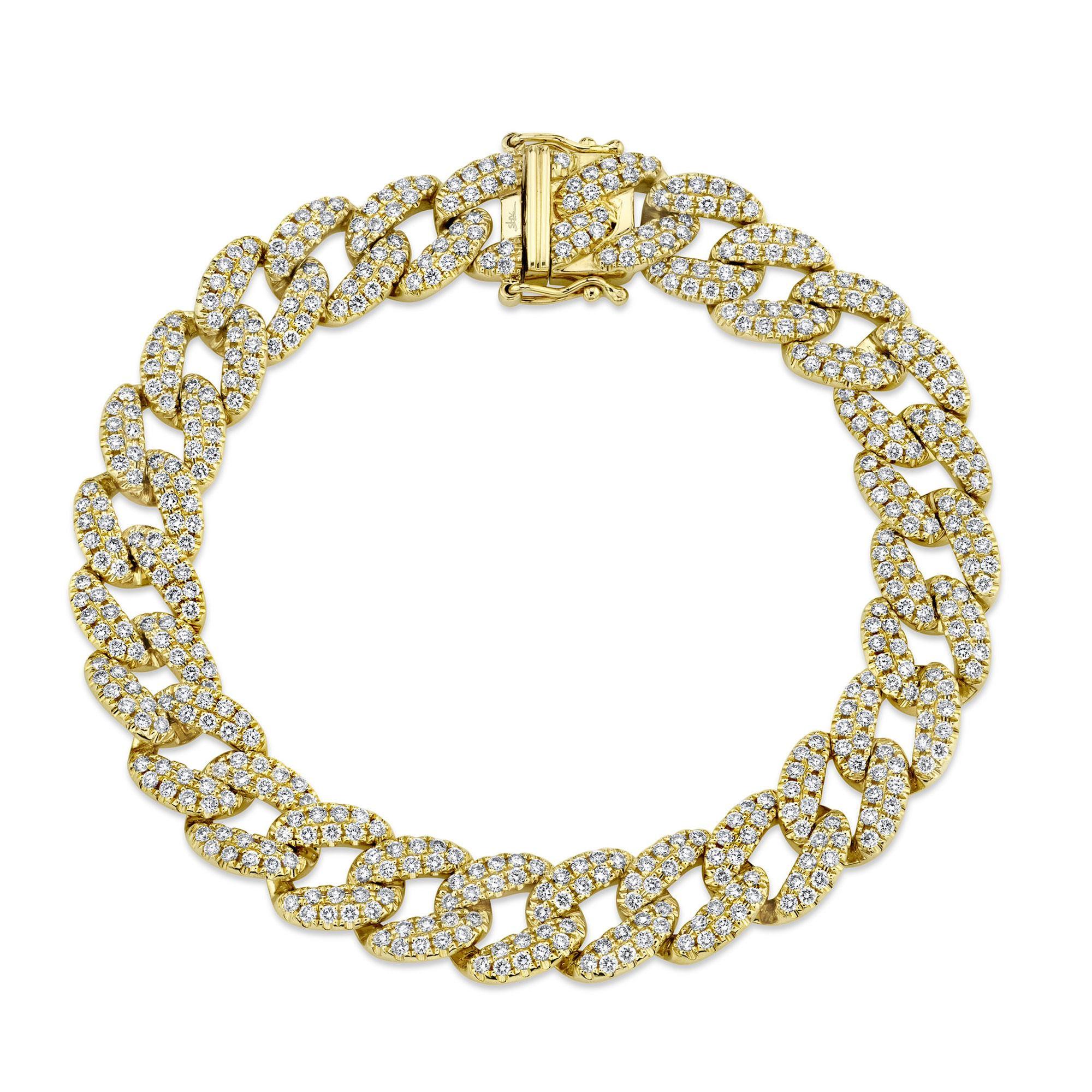 Shy Creation Havana Yellow Gold and Diamond Link Bracelet 4 1/3ct