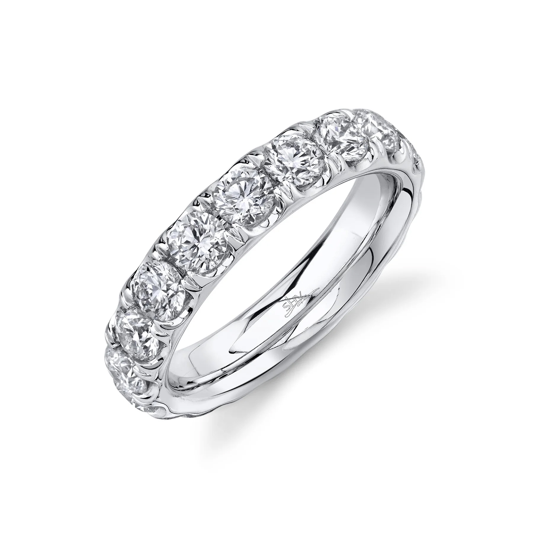 Shy Creation Womens Round Diamond White Gold 47mm Eternity Band Ring Size 6 8815$