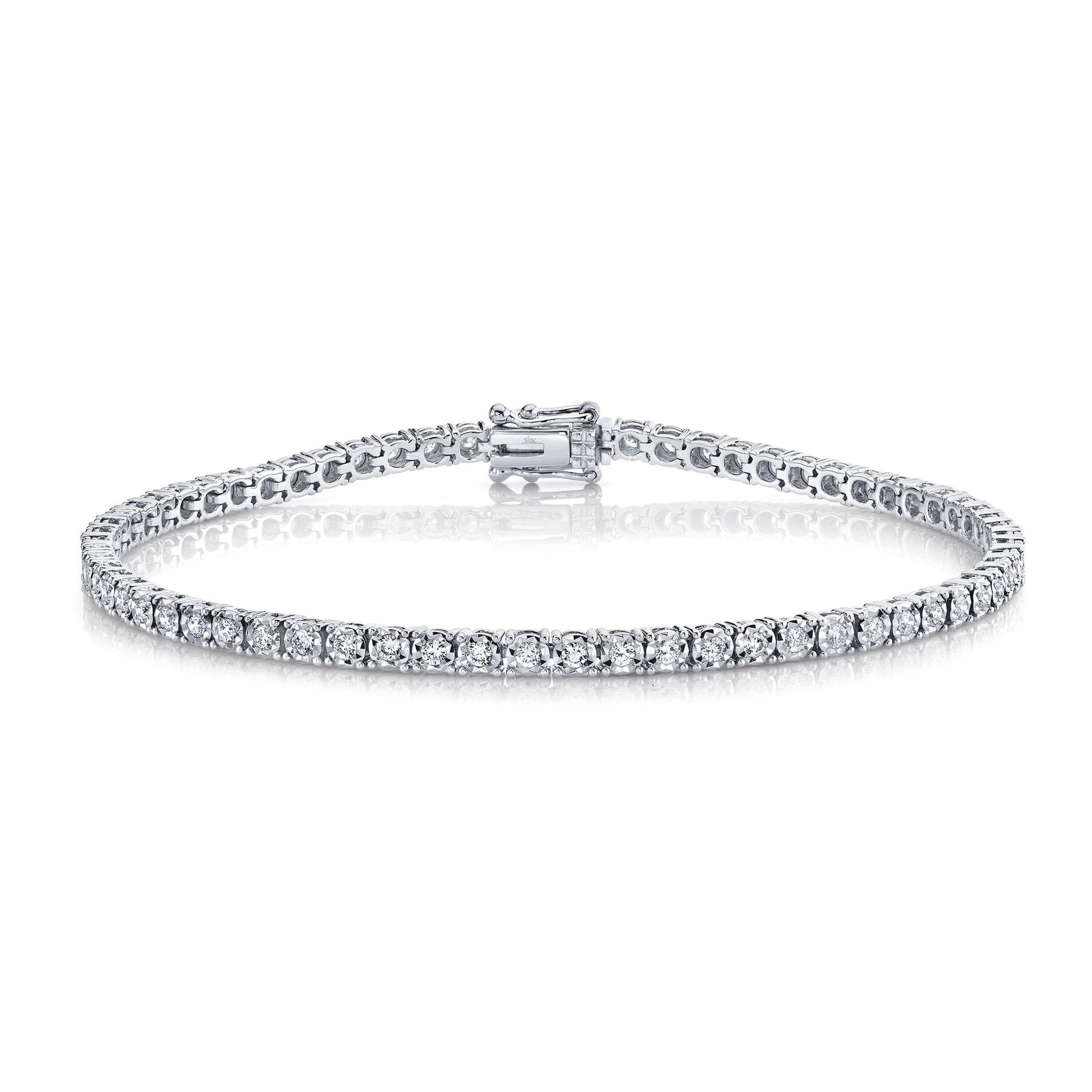 Shy Creation White Gold Diamond Tennis Bracelet 1ctw