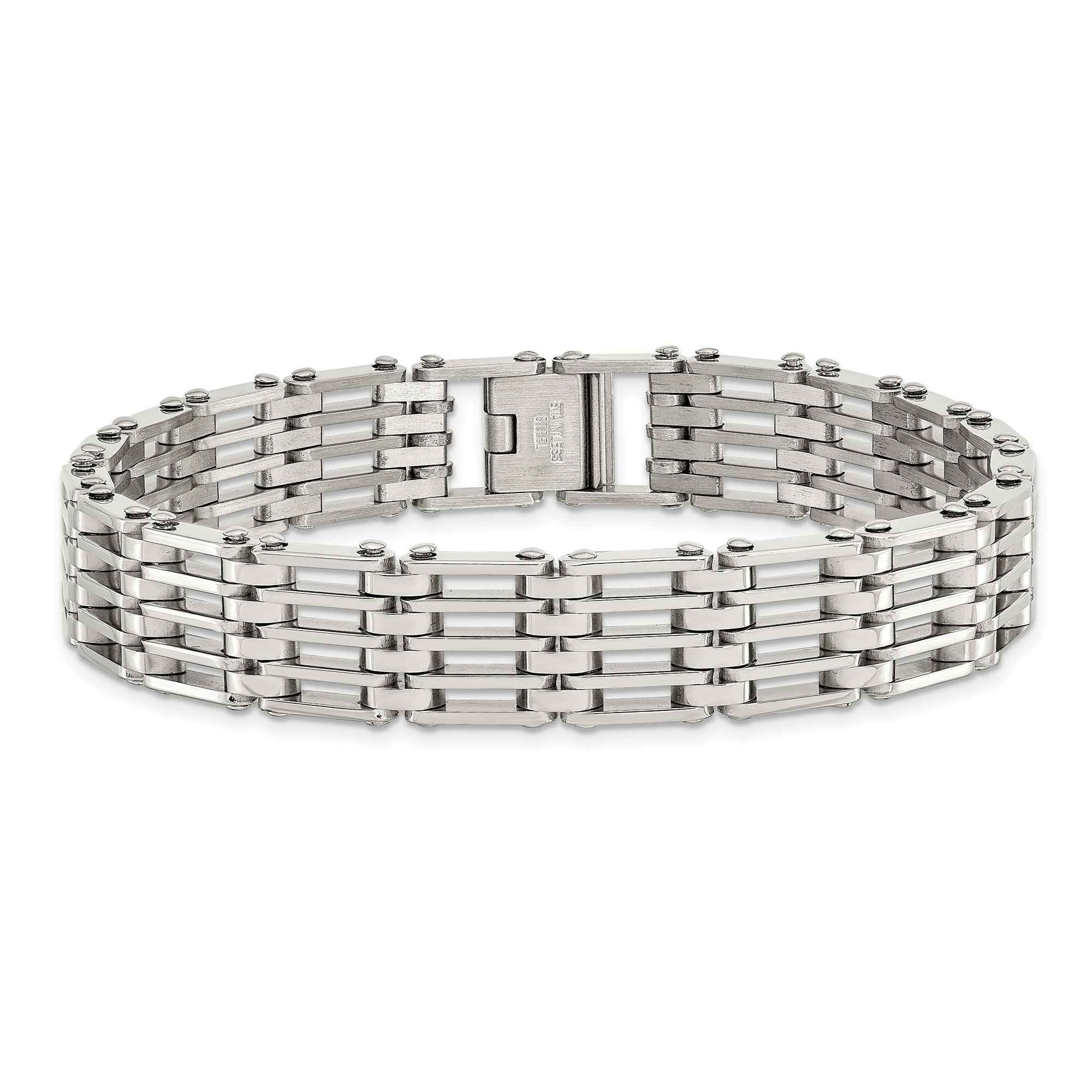 Stainless Steel Polished Multi-Row Link Bracelet | 12mm | 8.5 Inc