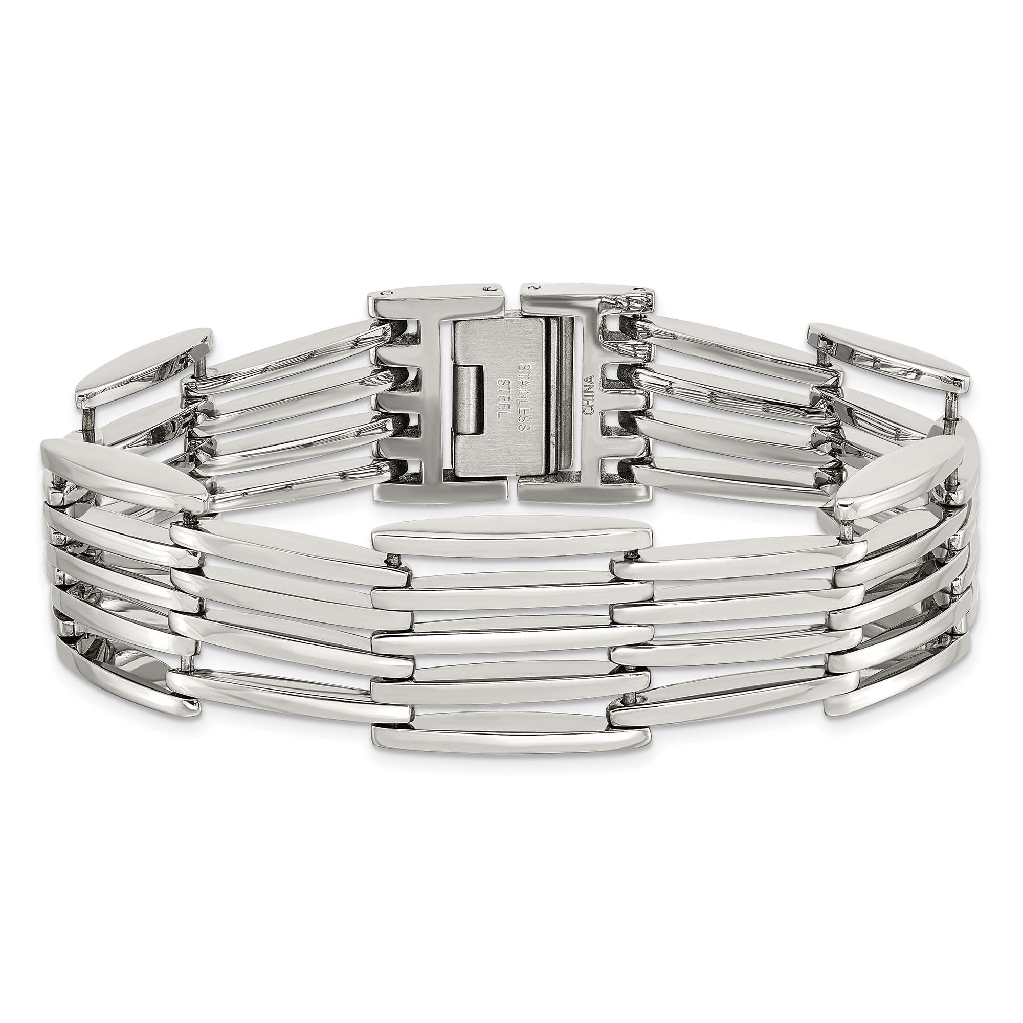 Stainless Steel Polished Multi-Row Link Bracelet | 16mm | 8.5 Inc