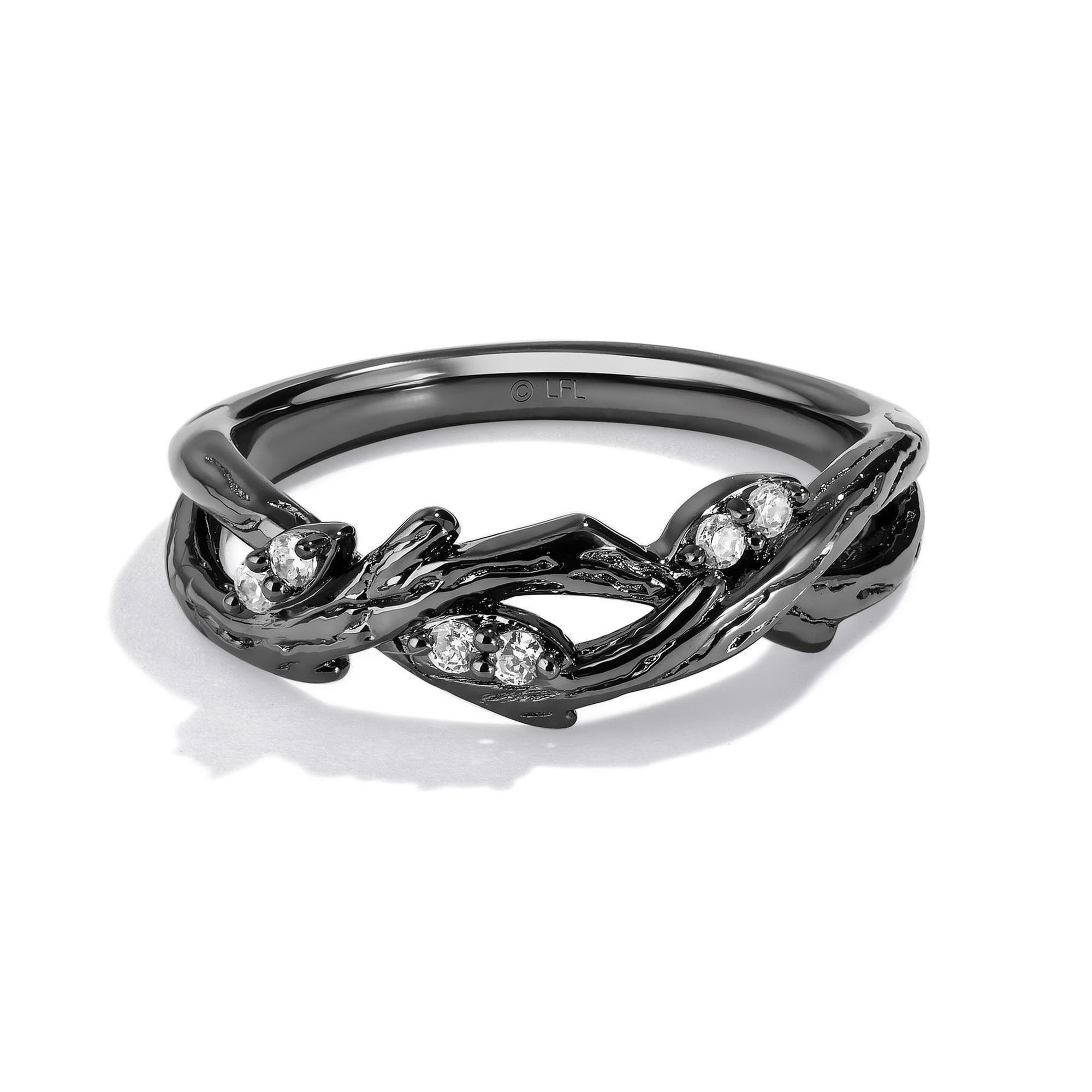Star Wars(tm) Fine Jewelry Dagobah 1/10ctw Diamond Black Rhodium-Plated Ring | Balance of Nature | Size 8