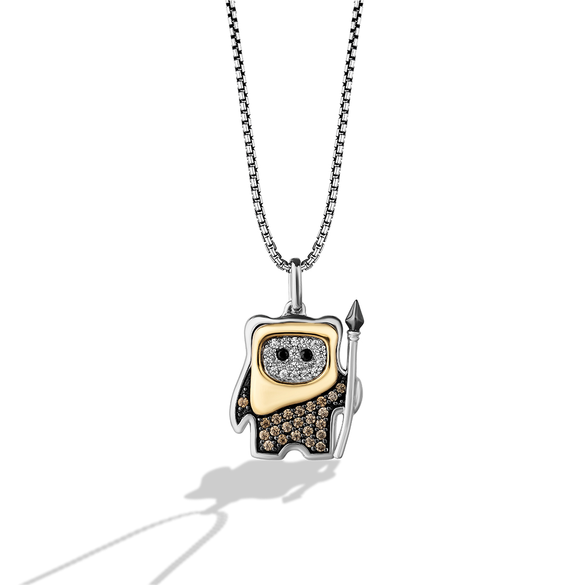 Star Wars(tm) Fine Jewelry Ewok 1/5ctw Champagne Diamond and Diamond Two-Tone Pendant Necklace | Galactic Beings
