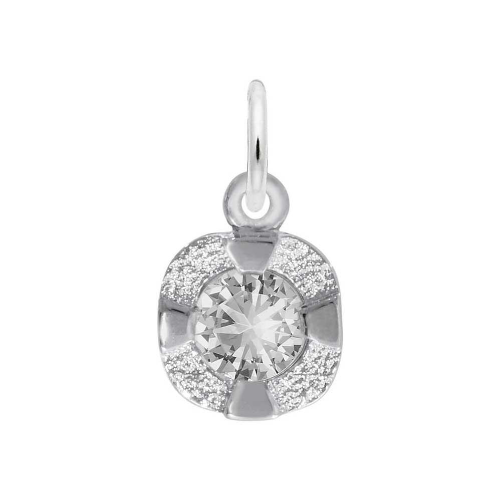 REEDS Sterling Silver April Petite Birthstone 2D Charm