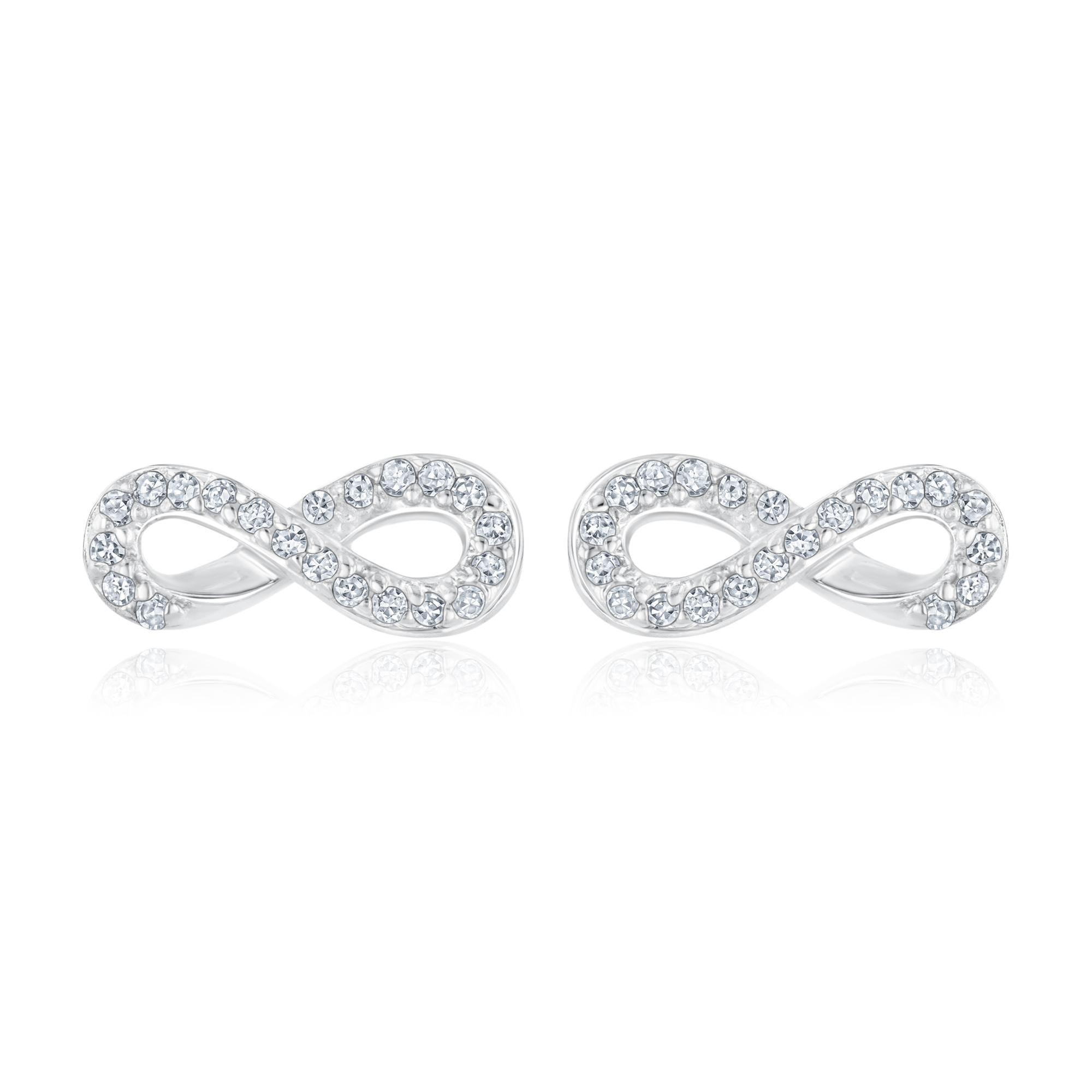1/15ctw Diamond Sterling Silver Infinity Stud Earrings