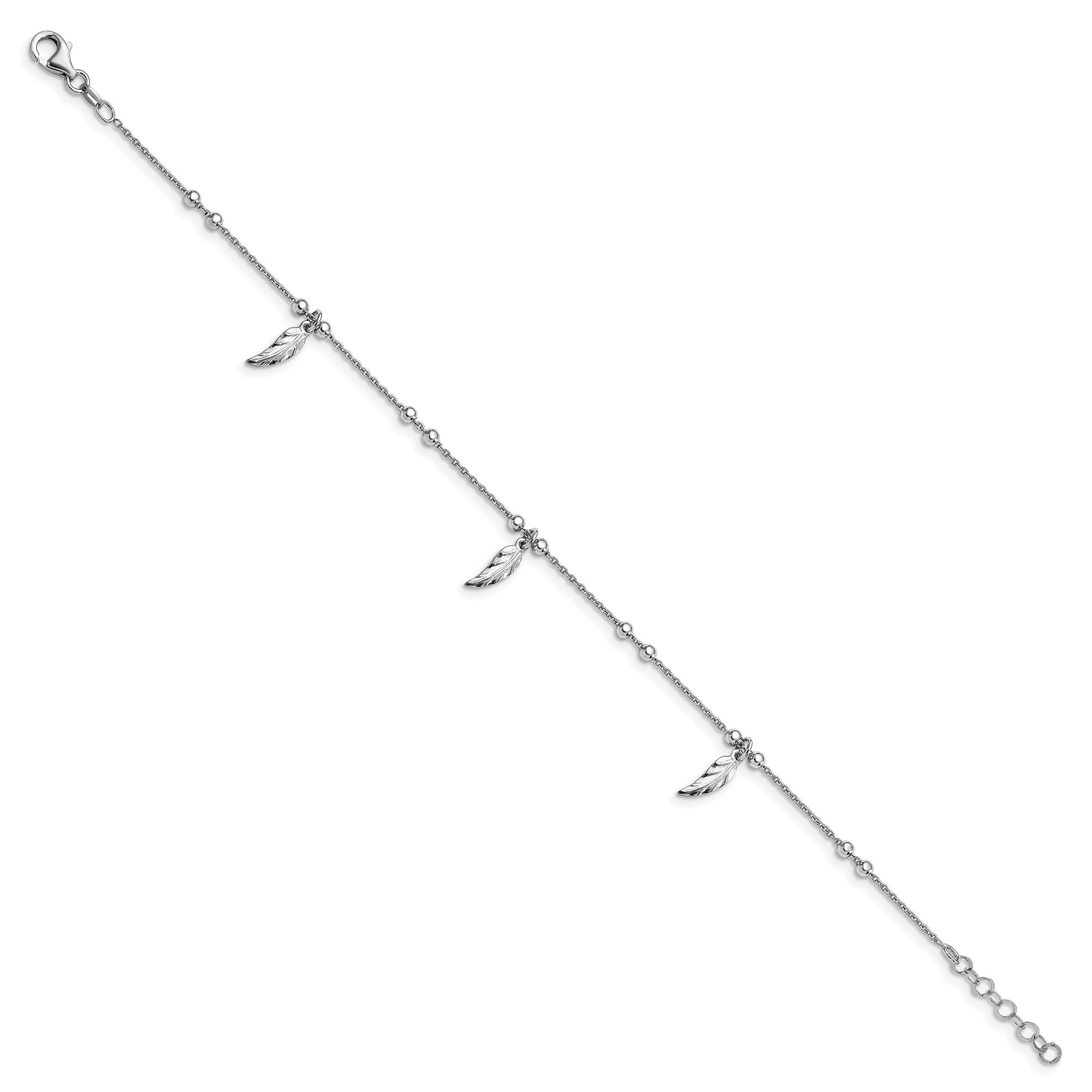 Sterling Silver Feather Dangle Charm Anklet