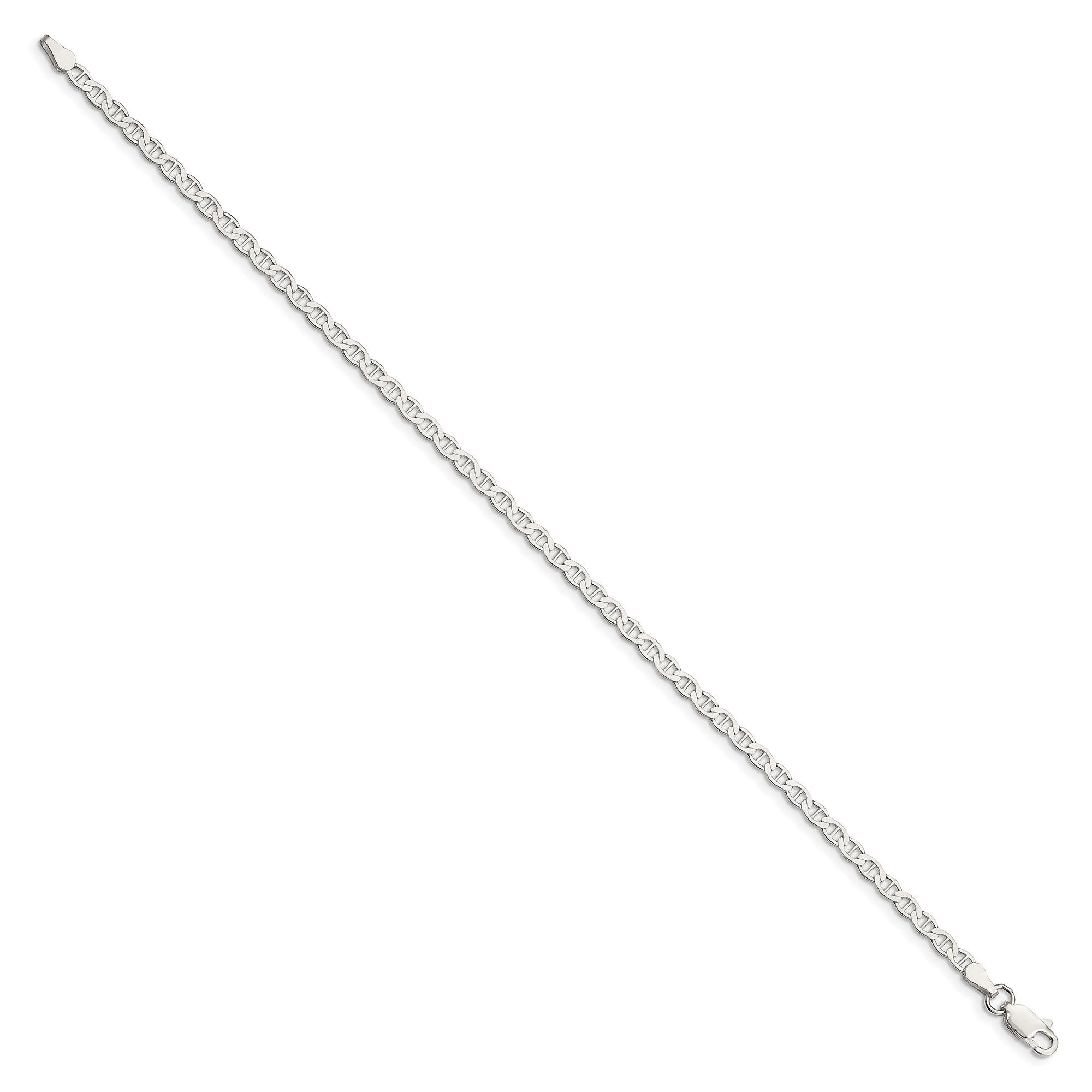 Sterling Silver Flat Anchor Chain Bracelet | 3.1mm | 8 Inches