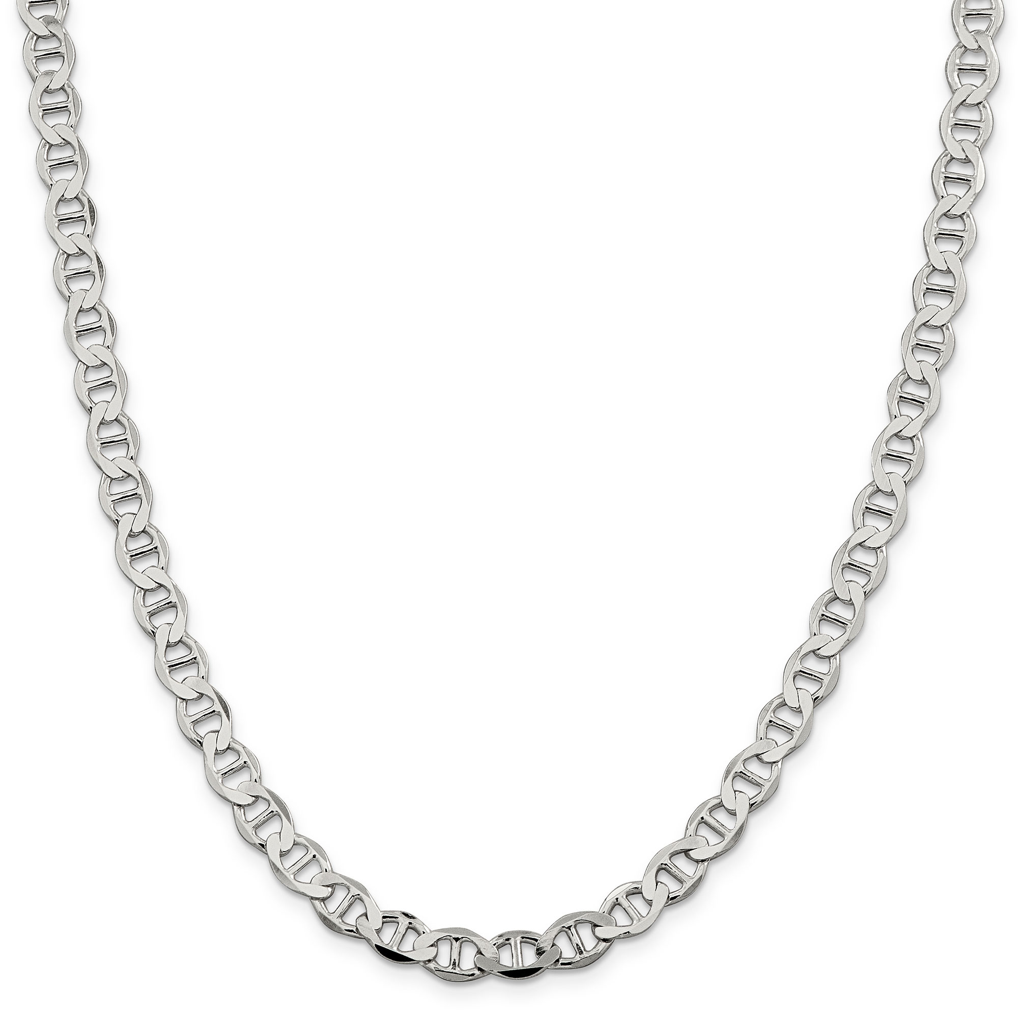 Men's Sterling Silver Flat Anchor Chain Necklace | 7.1mm | 24 Inc