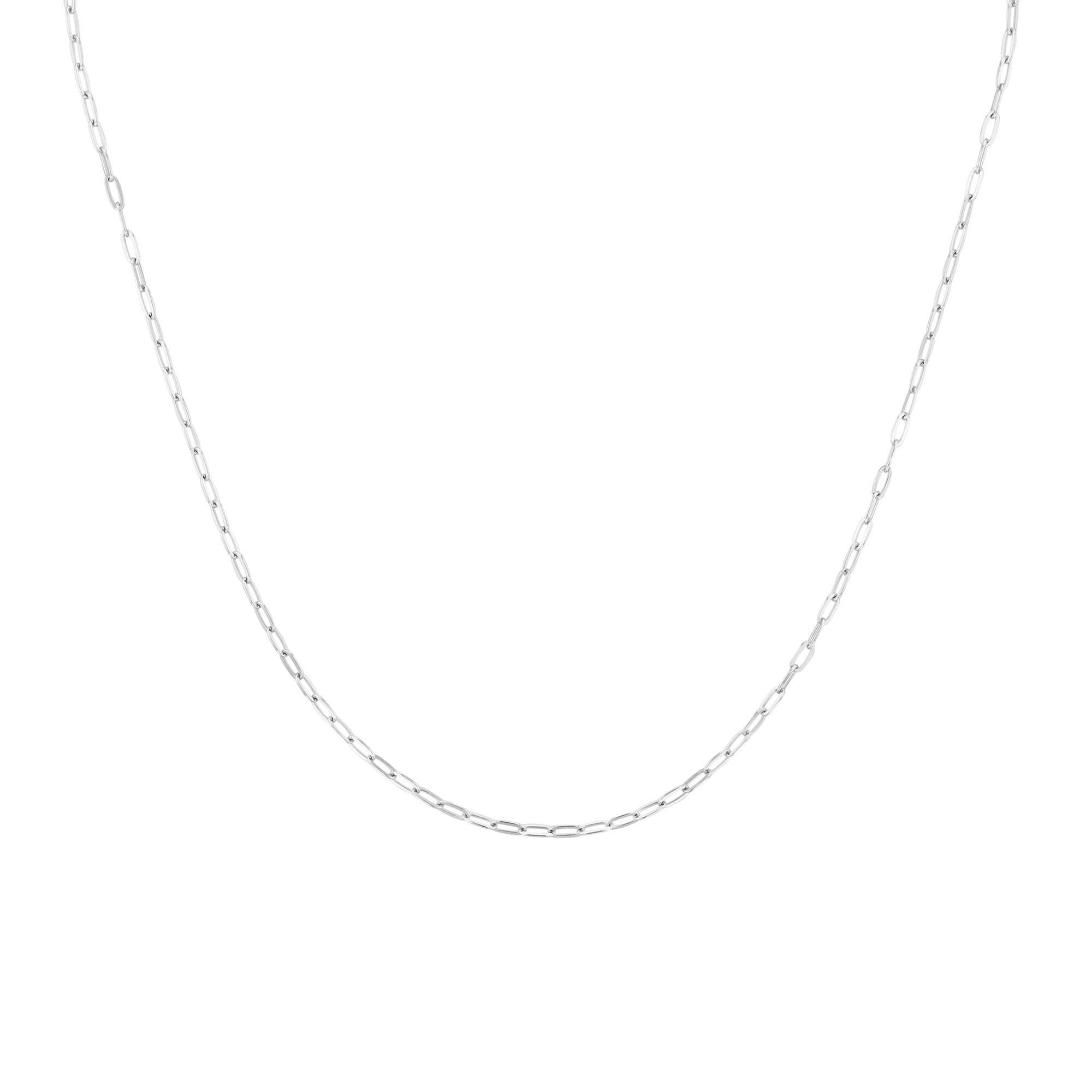 Sterling Silver Paperclip Link Chain Necklace | 2mm | 18 Inches