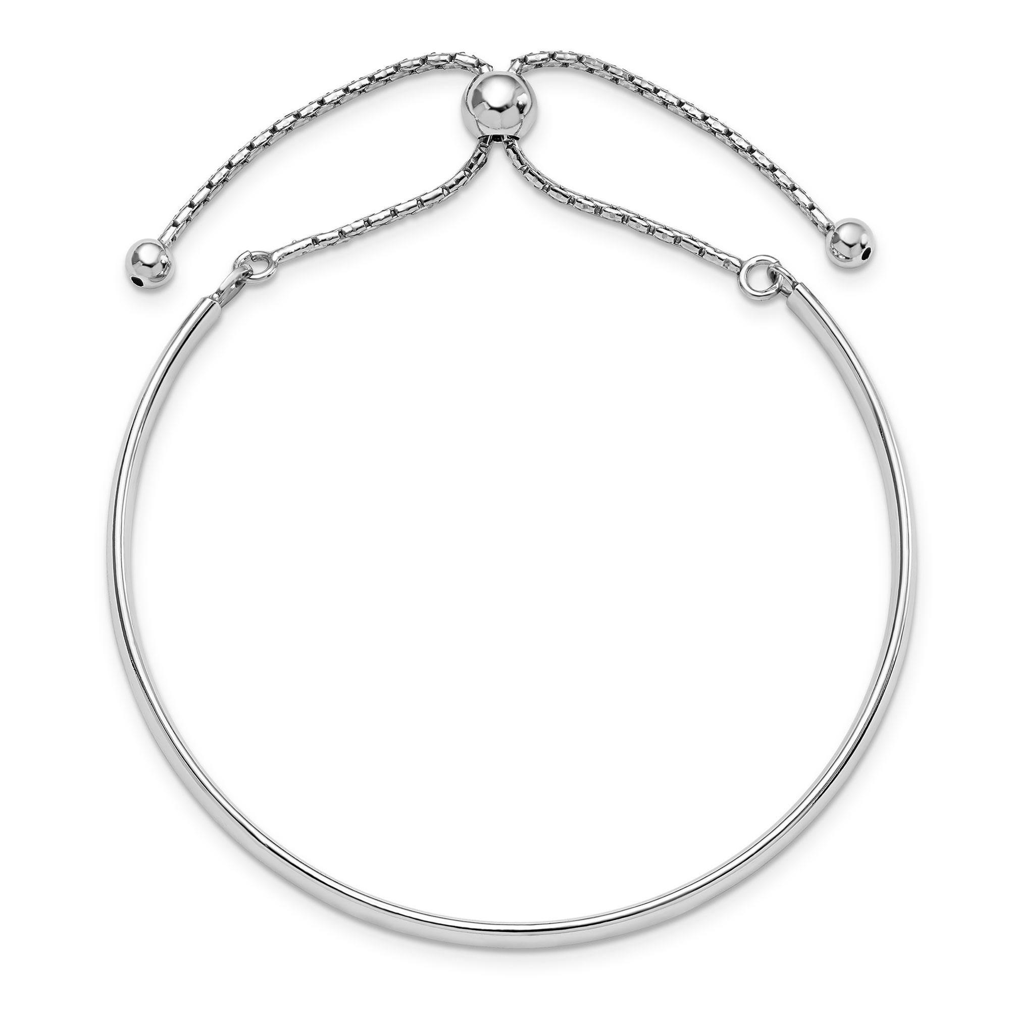 Sterling Silver Polished Box Bolo Bangle Bracelet | 4.5mm | 9 Inc