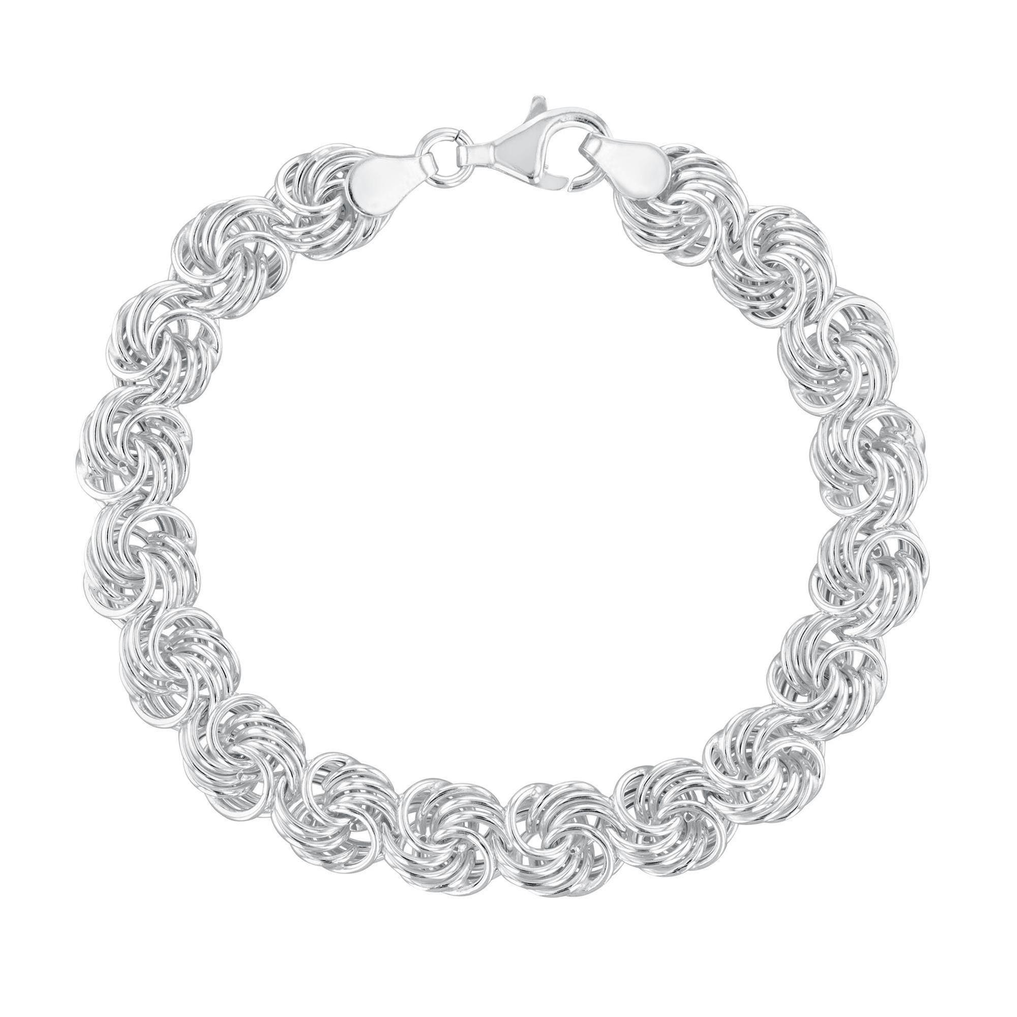 Sterling Silver Rosetta Link Chain Bracelet