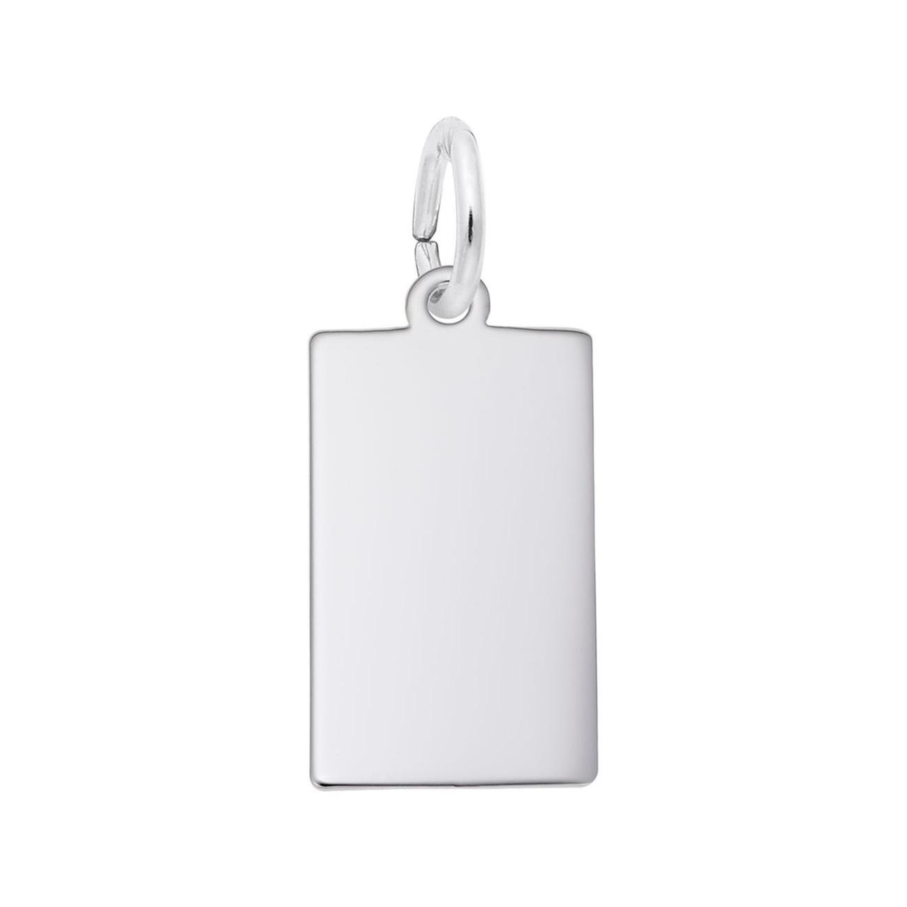 REEDS Sterling Silver Small Rectangle Dog Tag Flat Charm